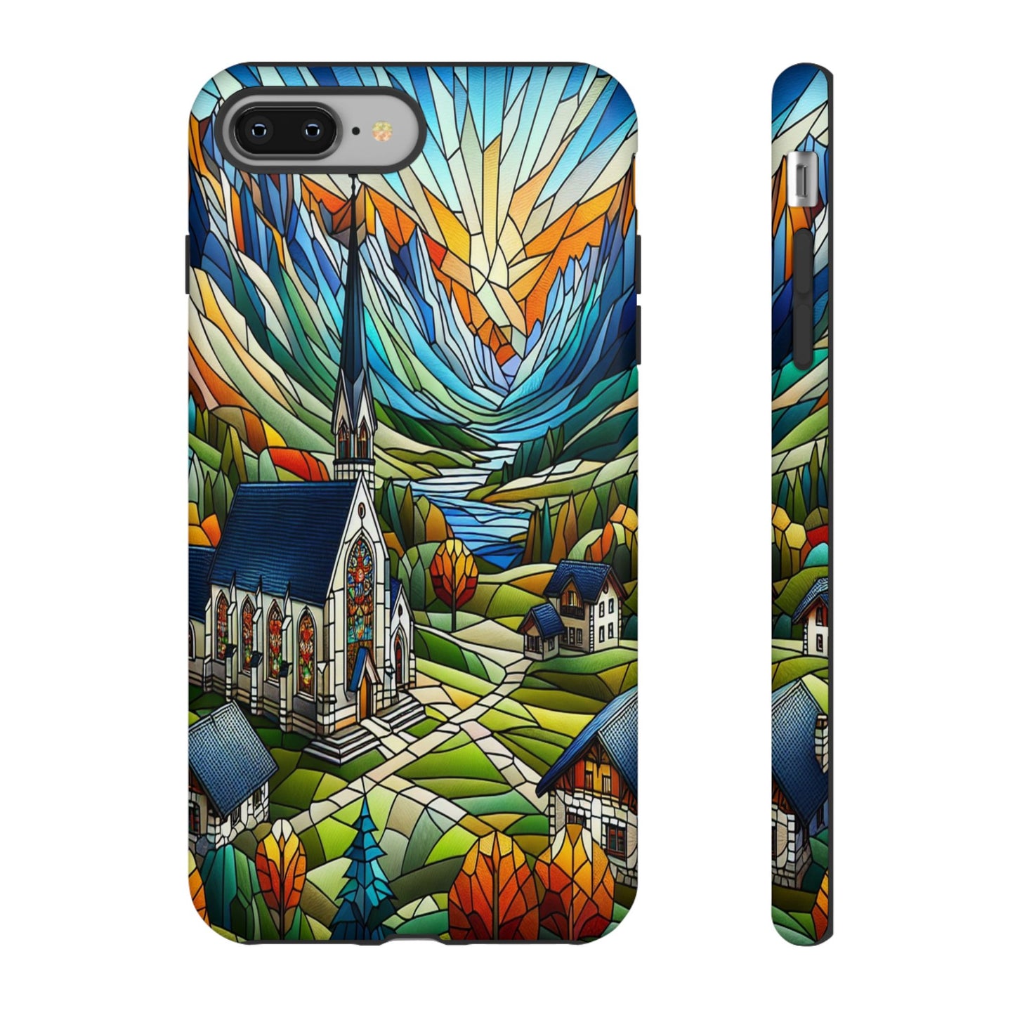 Stained Glass Countryside Scene - Phone Case