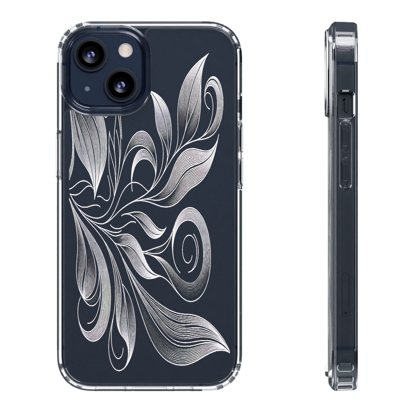 Transparent Nature's Embrace in Linework Iphone Case Compatible With Iphone 16 15 14 - Clear Phone Cover