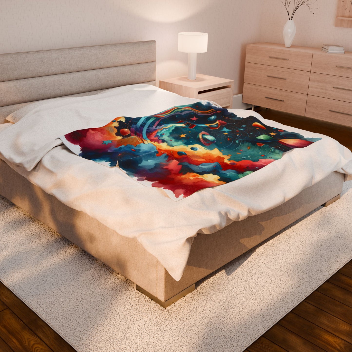 Rocket Beyond the Nebula - Plush Blanket