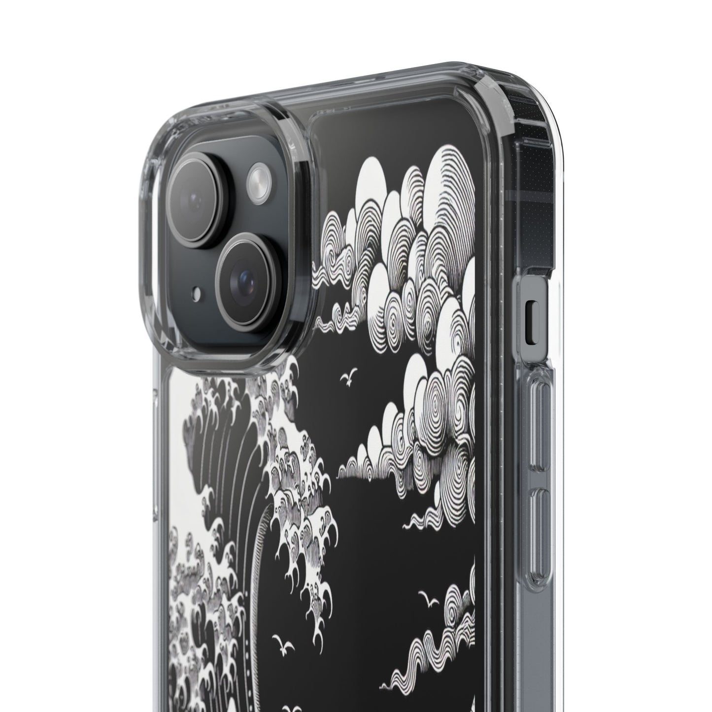 Transparent Waves and Mountains Iphone Case Compatible With Iphone 16 15 14 - Clear Phone Cover