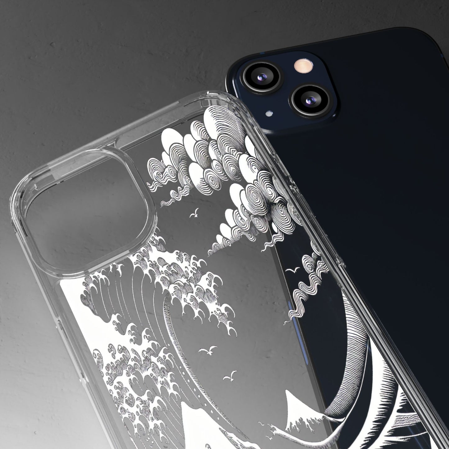 Transparent Waves and Mountains Iphone Case Compatible With Iphone 16 15 14 - Clear Phone Cover