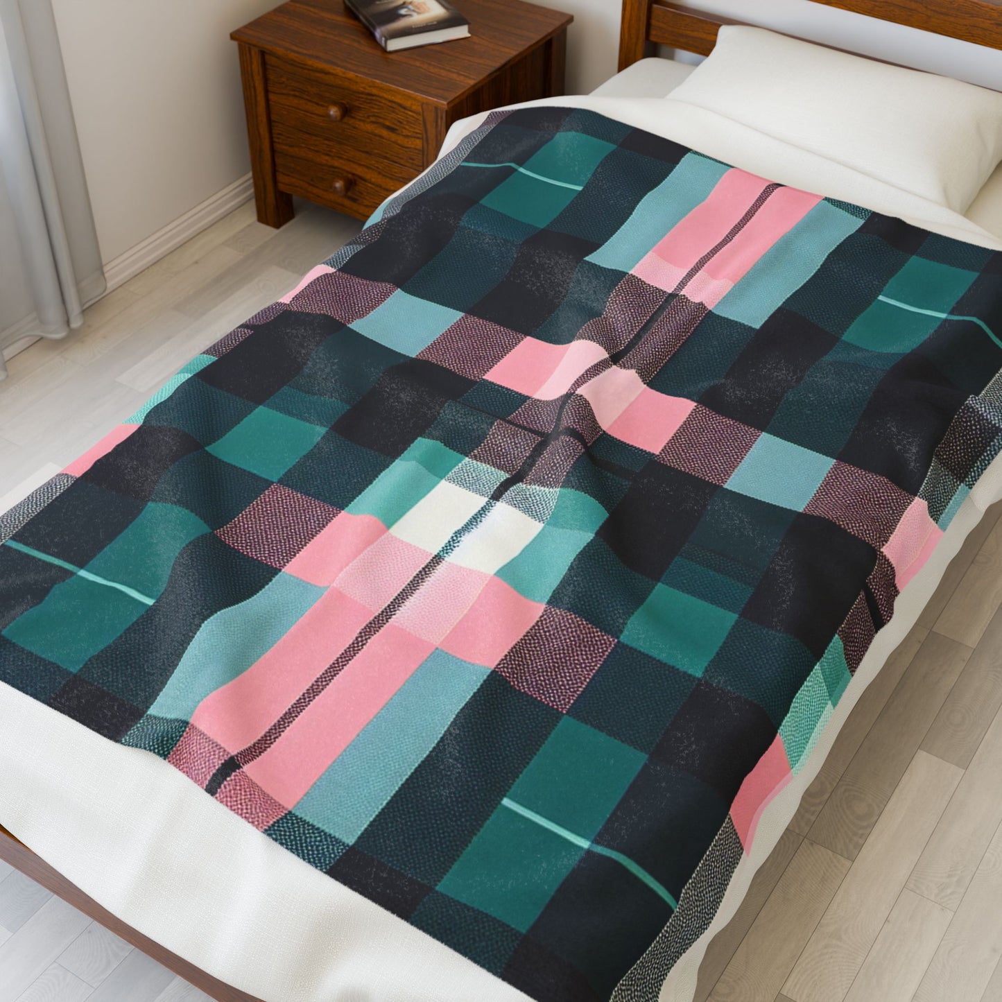 Pastel Plaid Panorama- Plush Blanket