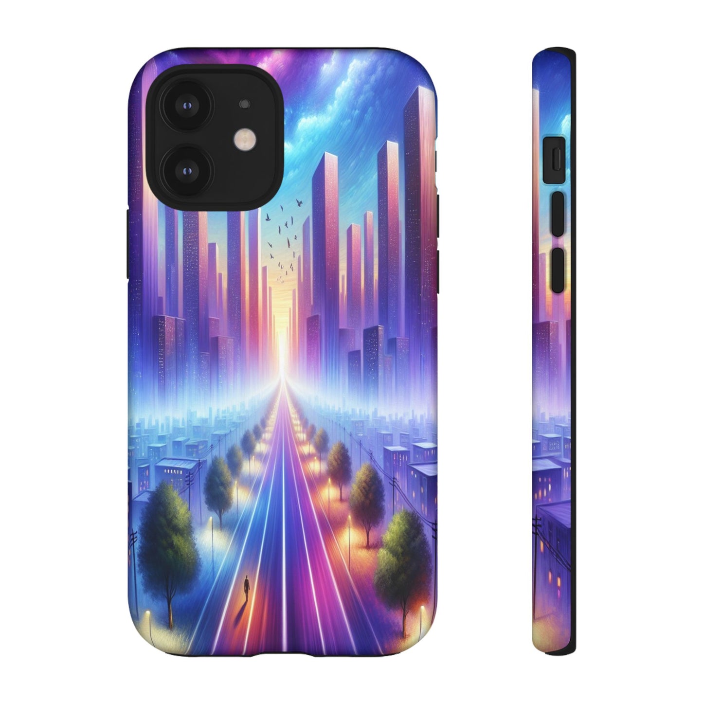 Journey into the Luminous Cityscape - Phone Case