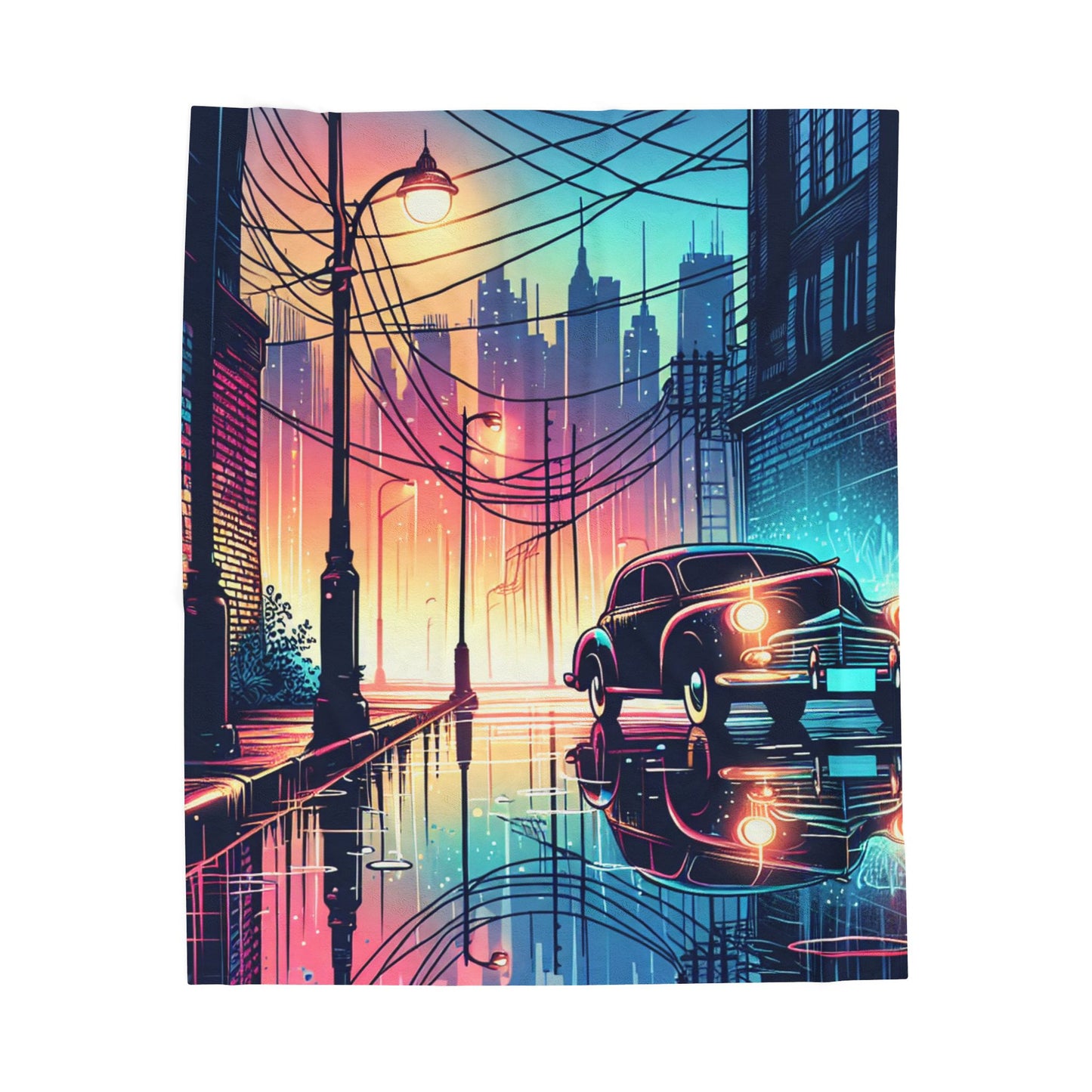 Evening Glow in the City Streets - Plush Blanket