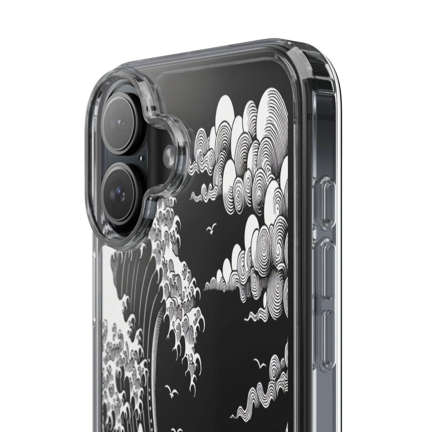 Transparent Waves and Mountains Iphone Case Compatible With Iphone 16 15 14 - Clear Phone Cover