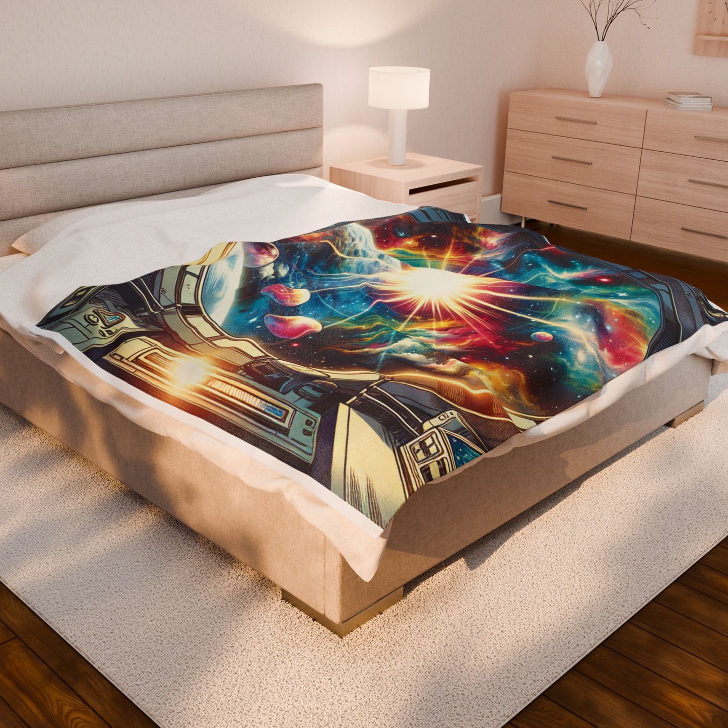 Galaxy Portal View from Spacecraft - Plush Blanket