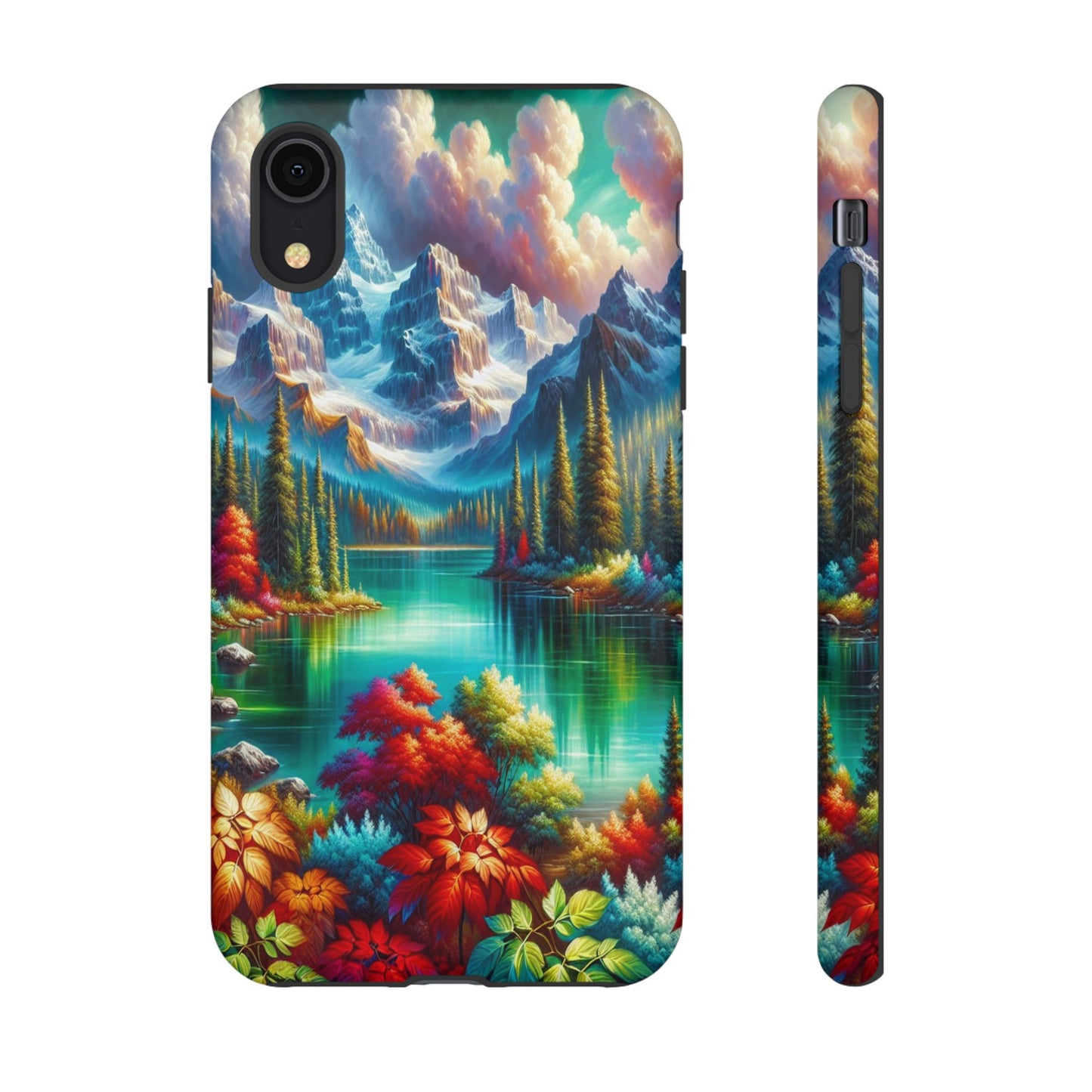 Colorful Mountain Lake Scene - Phone Case