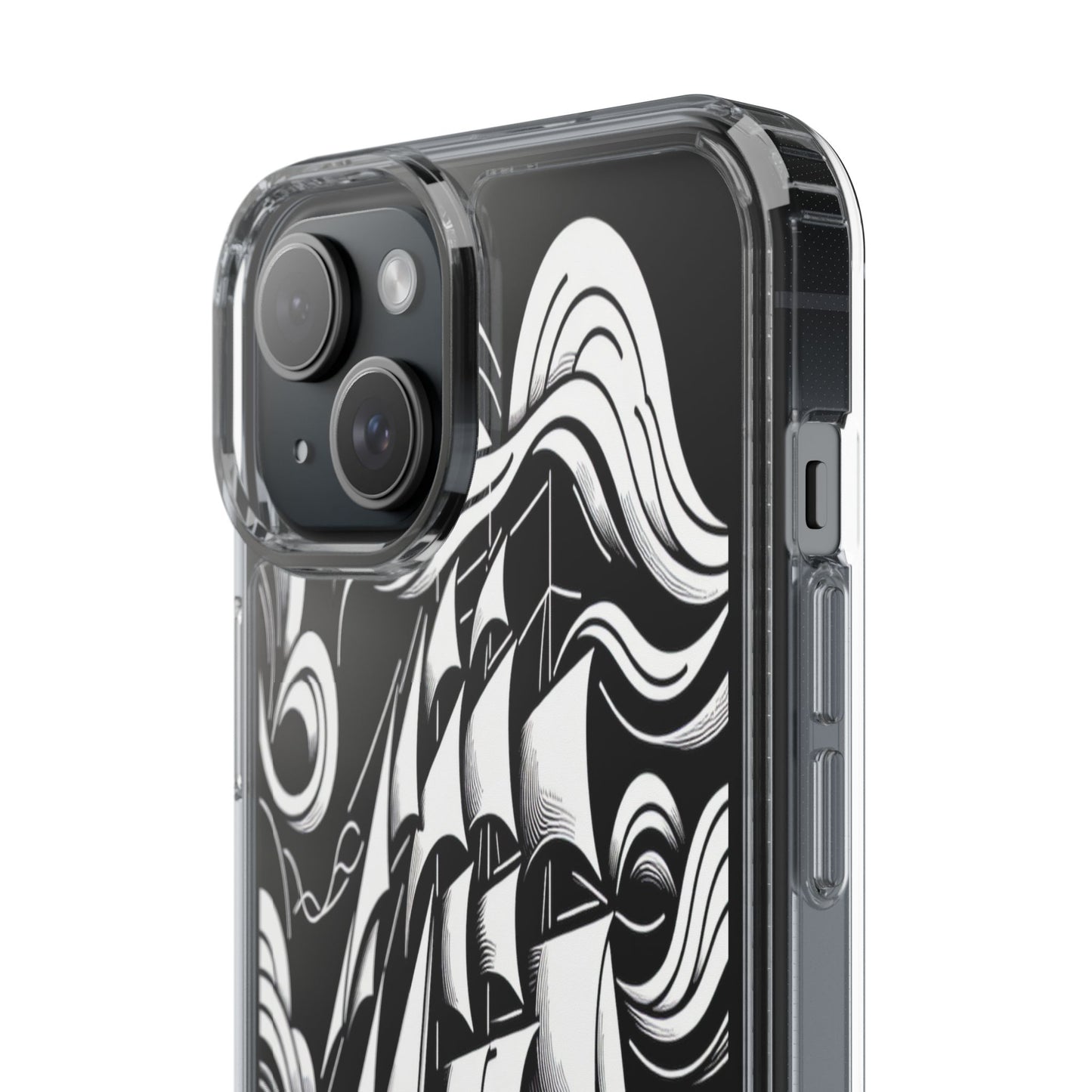 Transparent Journey on the Waves Iphone Case Compatible With Iphone 16 15 14 - Clear Phone Cover