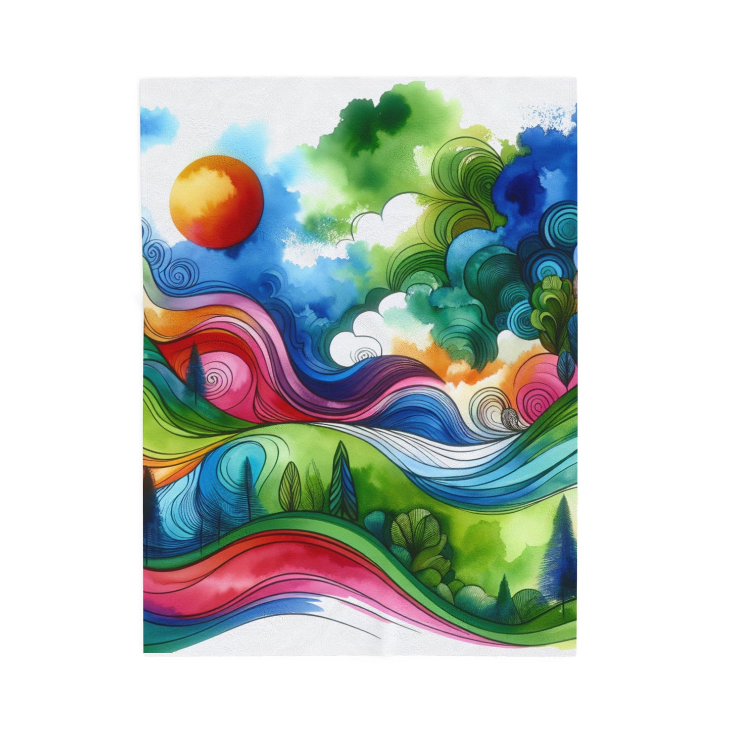 Flowing Hills and Vibrations - Plush Blanket
