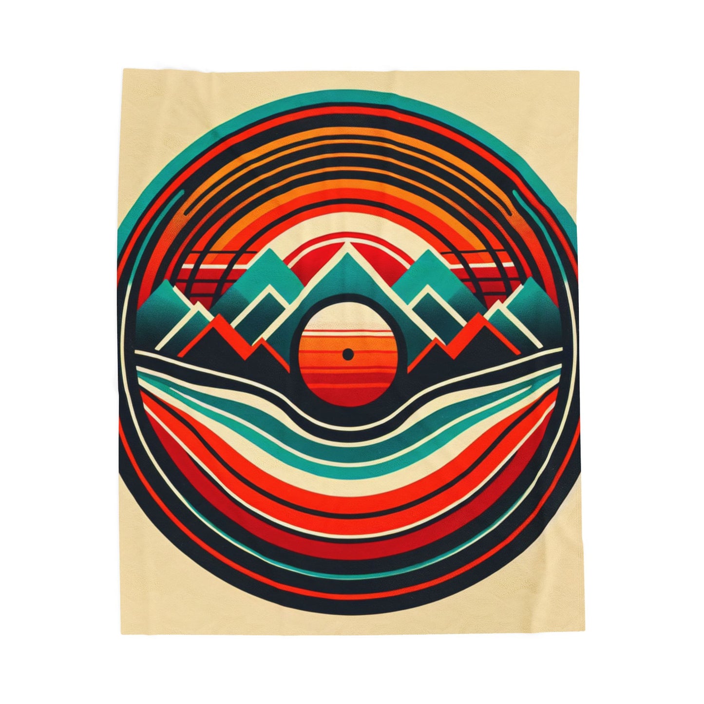 Circle of Mountains and Waves - Plush Blanket