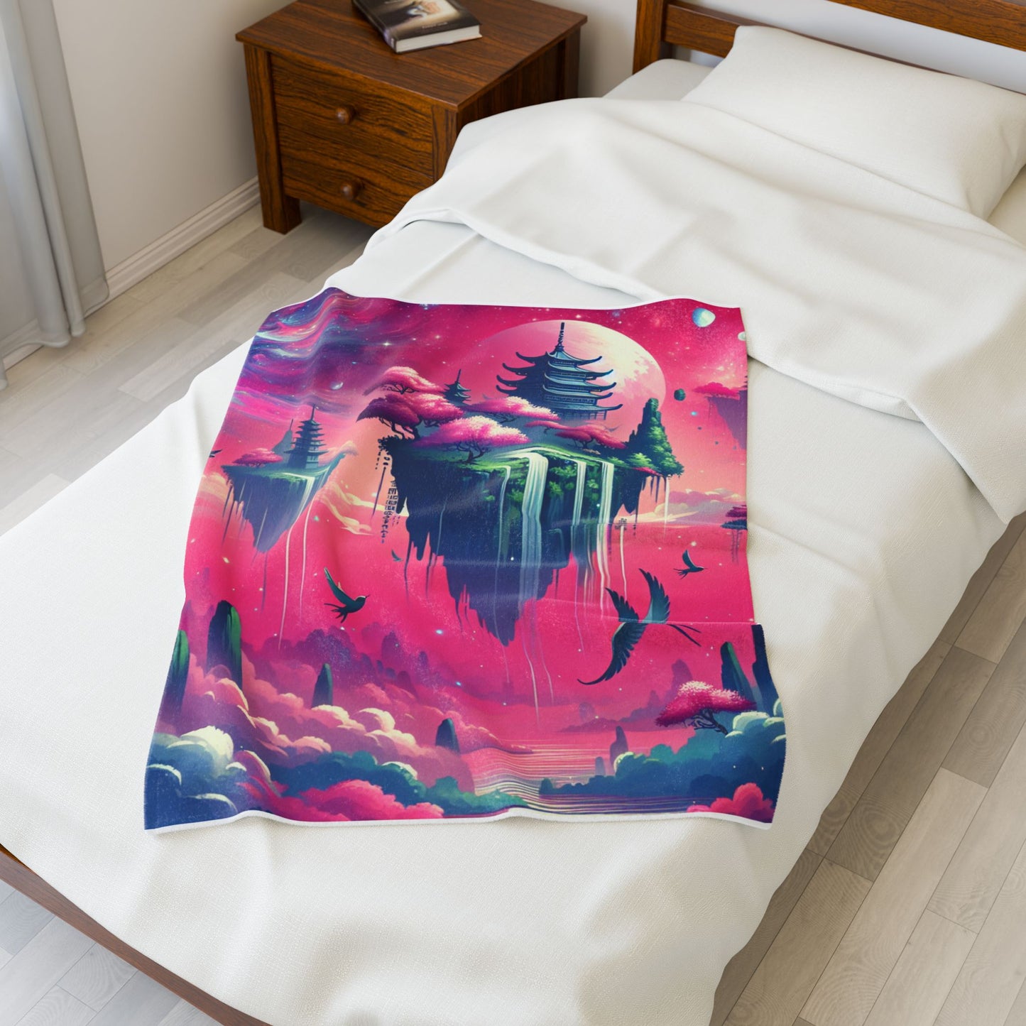 Floating Oasis in the Clouds - Plush Blanket