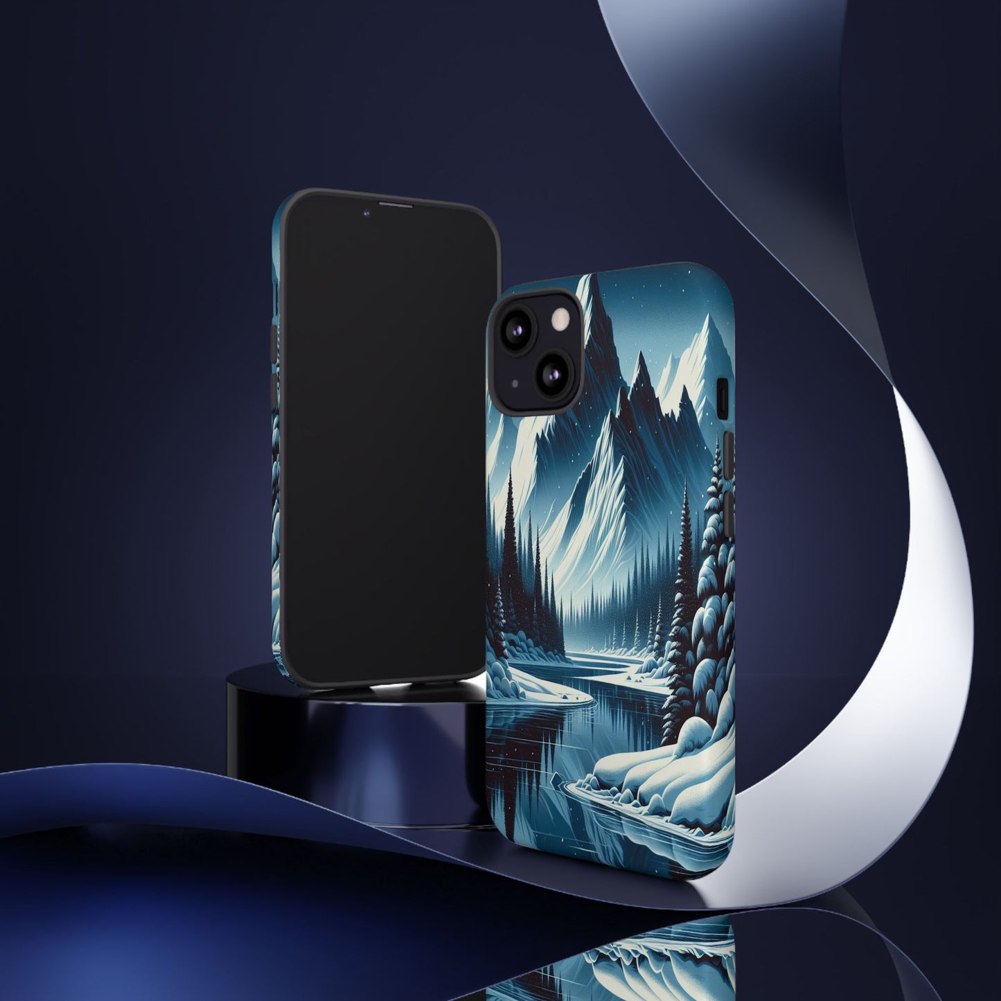 Frozen Peaks and Icy Reflections - Phone Case