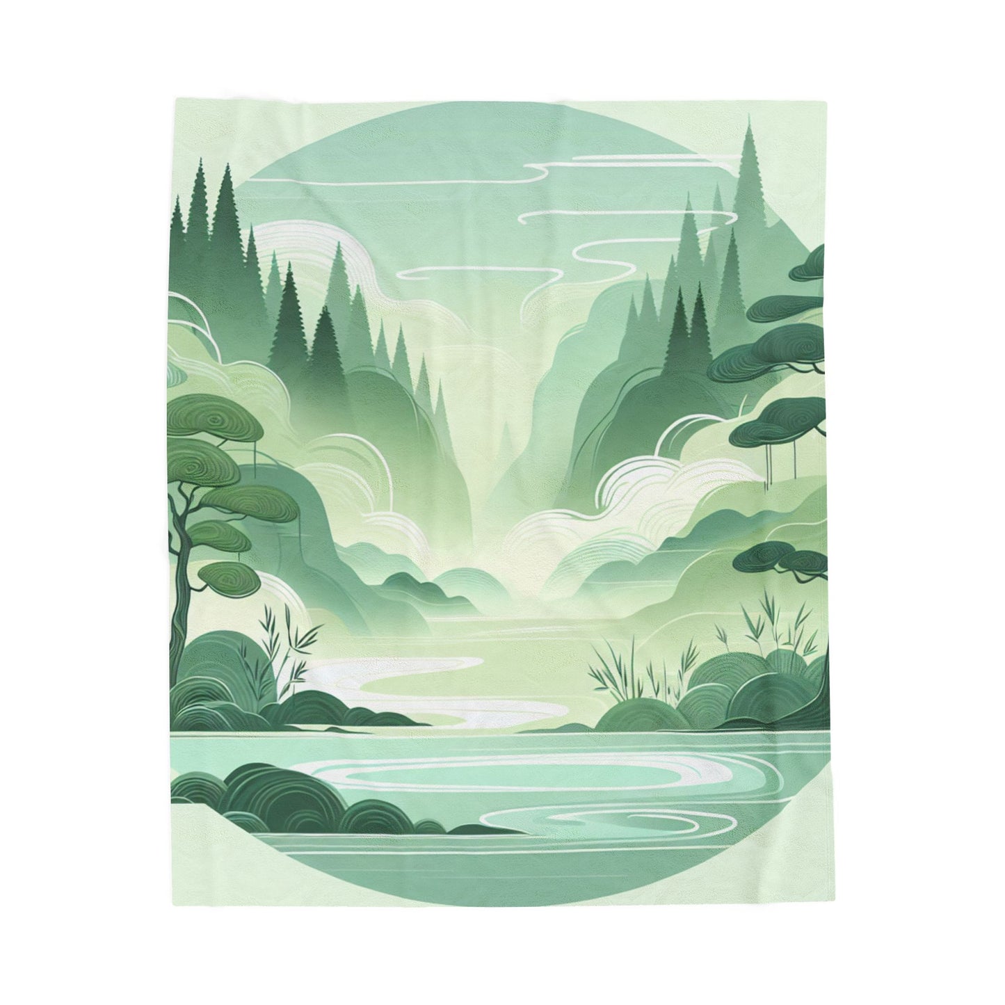 Nature's Serenity in Green Tones - Plush Blanket