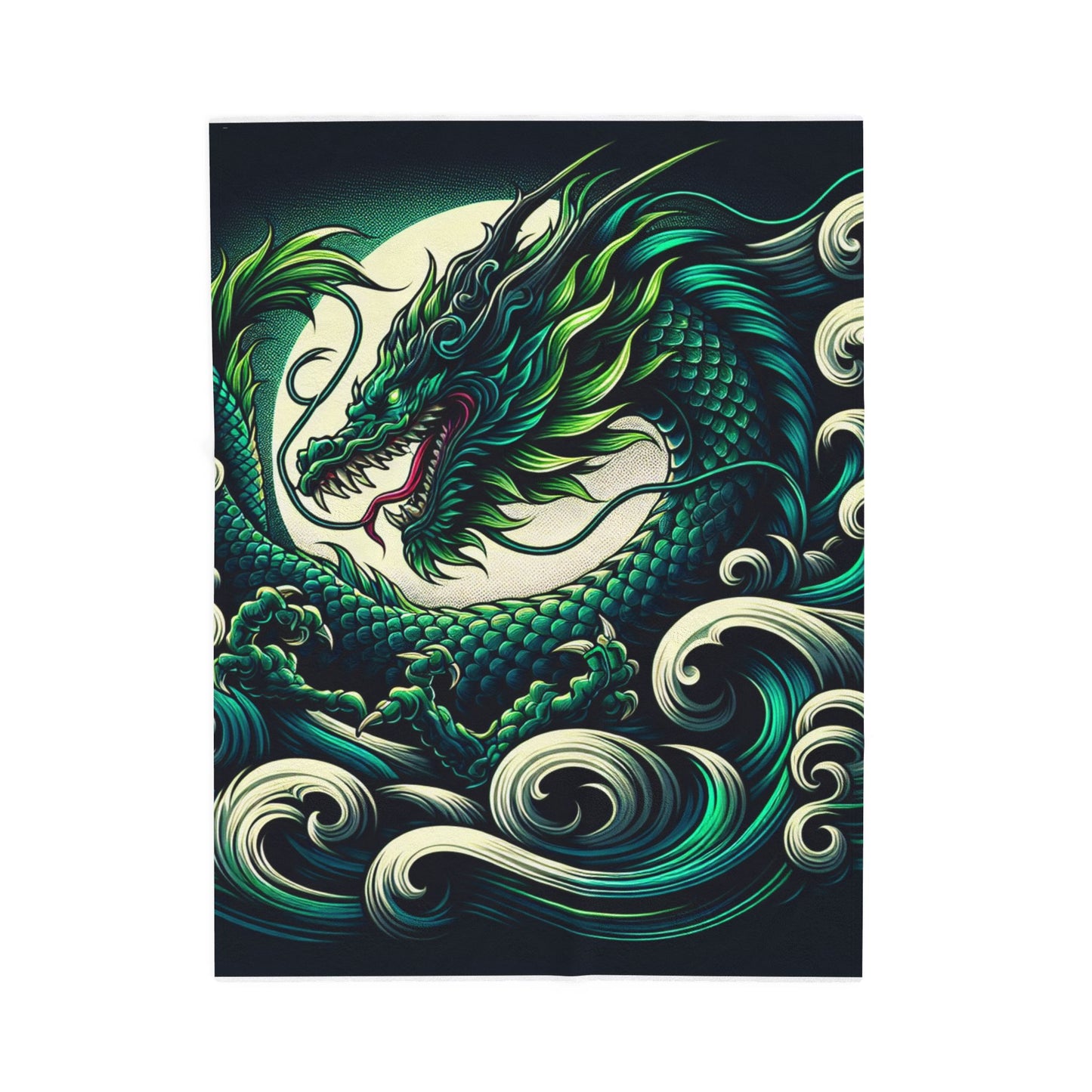 Dragon's Embrace of the Tides - Plush Blanket