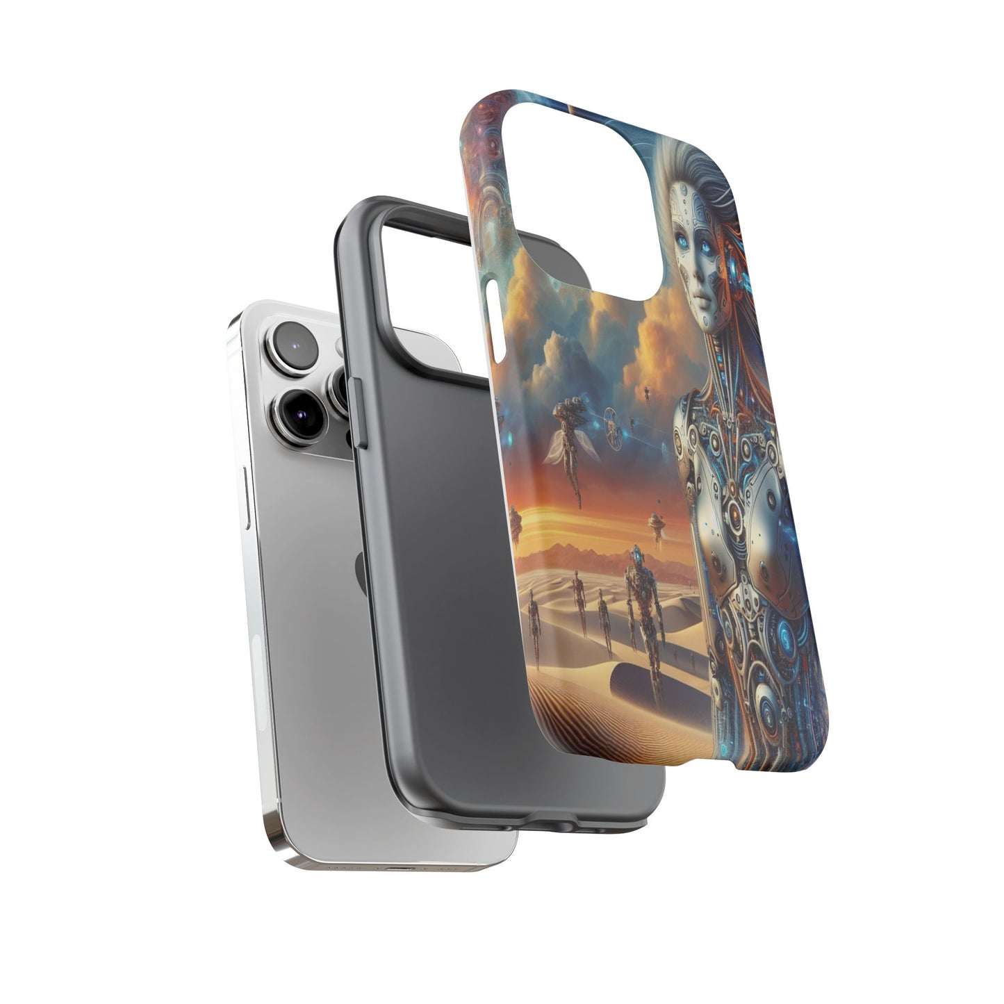 Protective Futuristic Wanderers in the Dunes Iphone Case Compatible With Iphone 16 15 14 - Phone Cover
