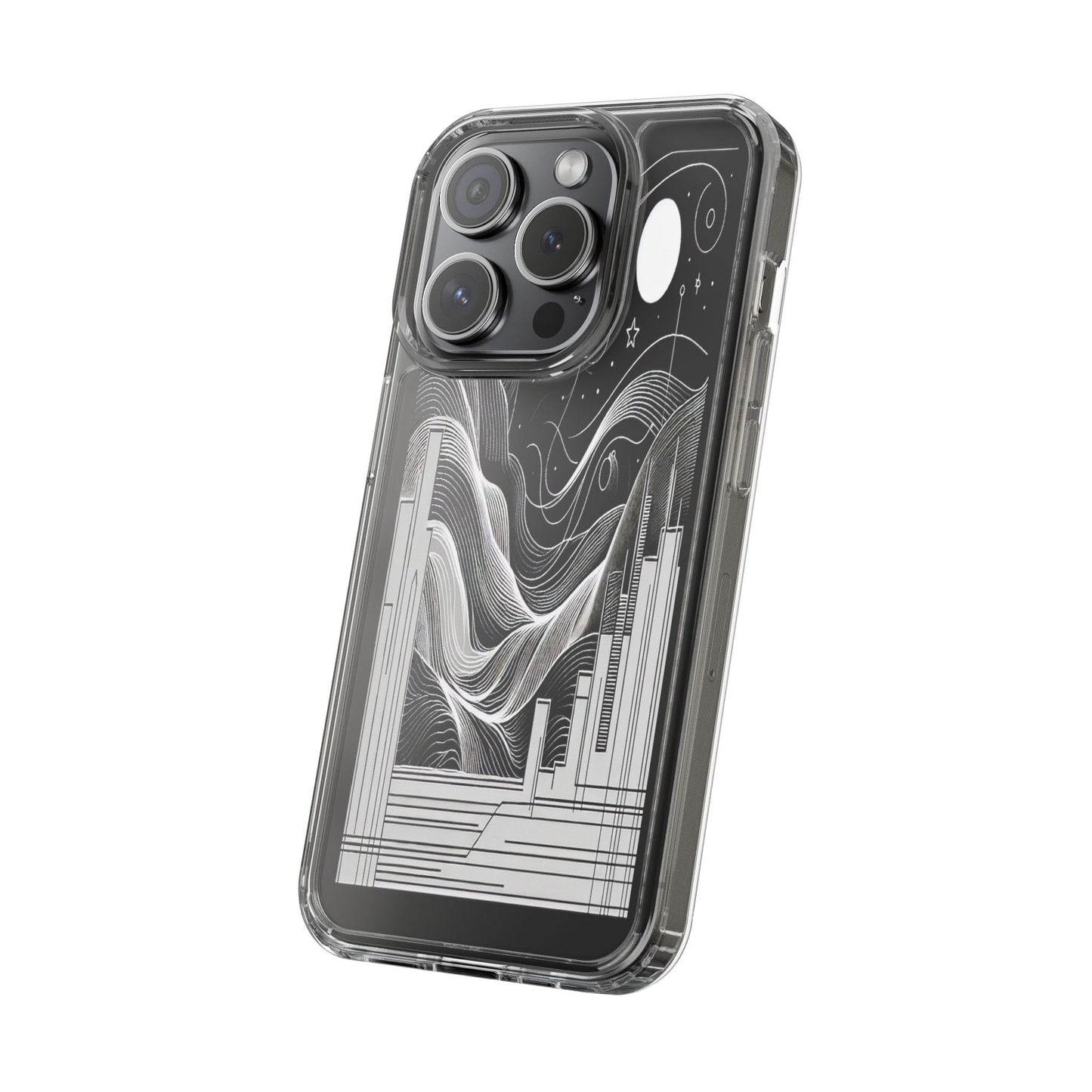 Transparent Illuminated Skyline Design Iphone Case Compatible With Iphone 16 15 14 - Clear Phone Cover