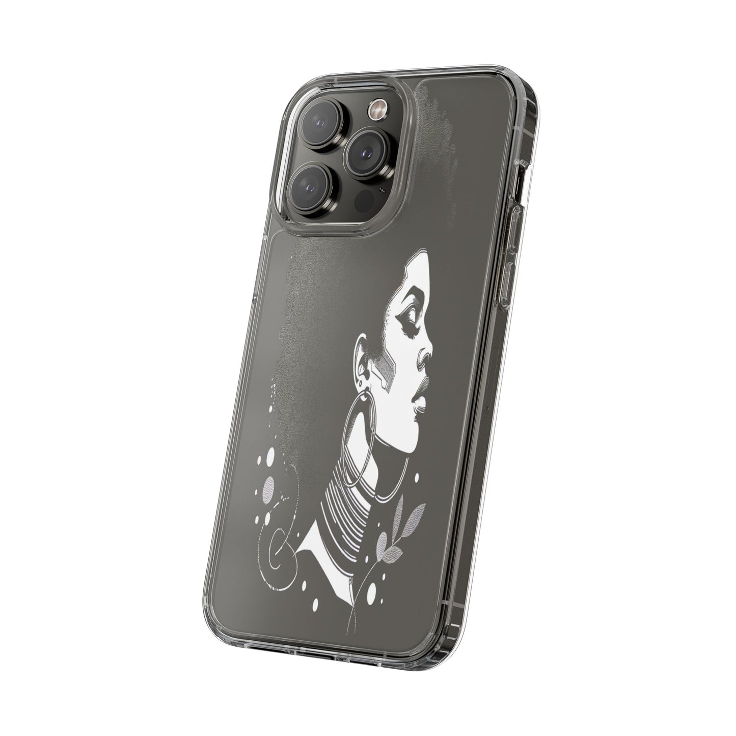 Transparent Afro Goddess Portrait Iphone Case Compatible With Iphone 16 15 14 - Clear Phone Cover