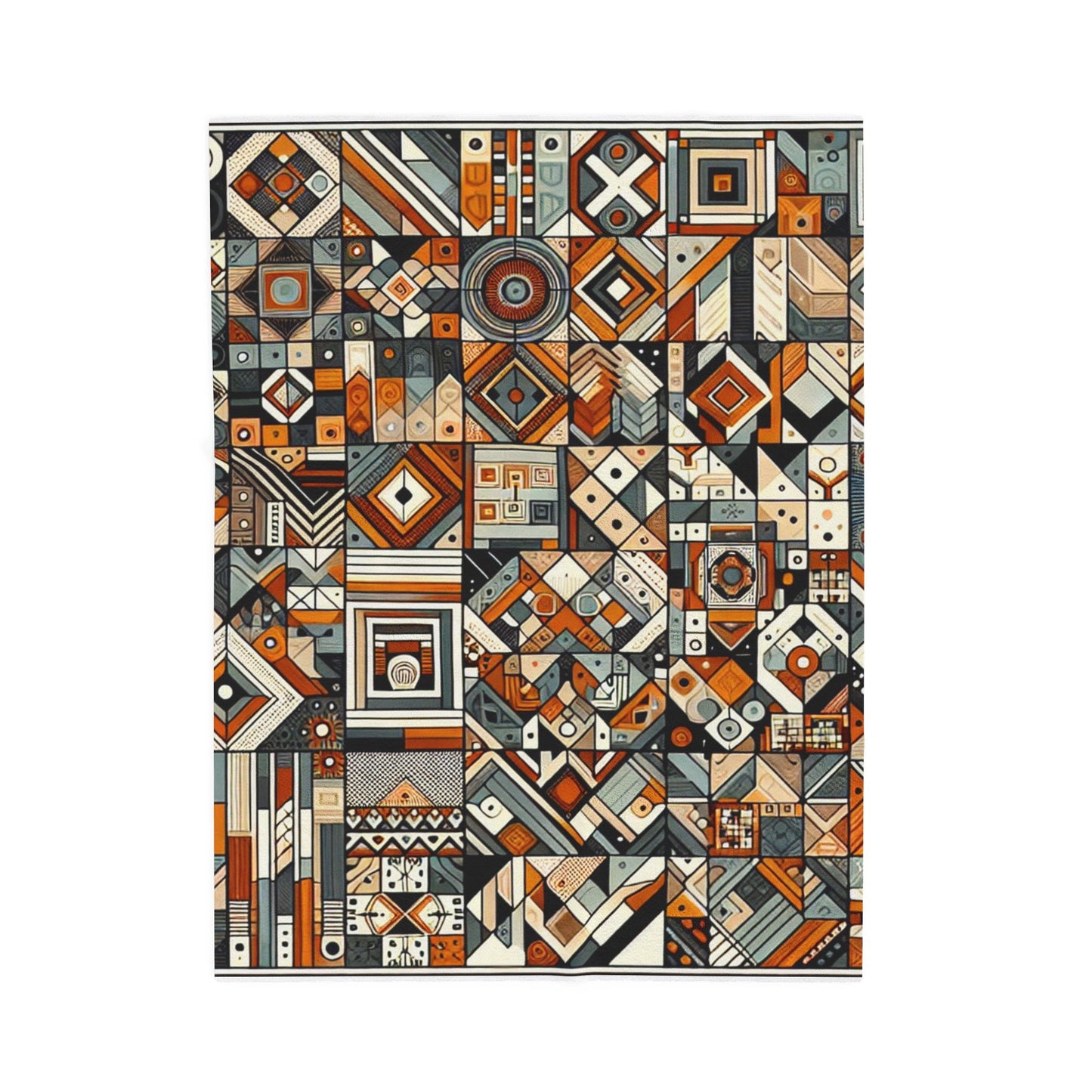 Mosaic of Shapes and Lines - Plush Blanket