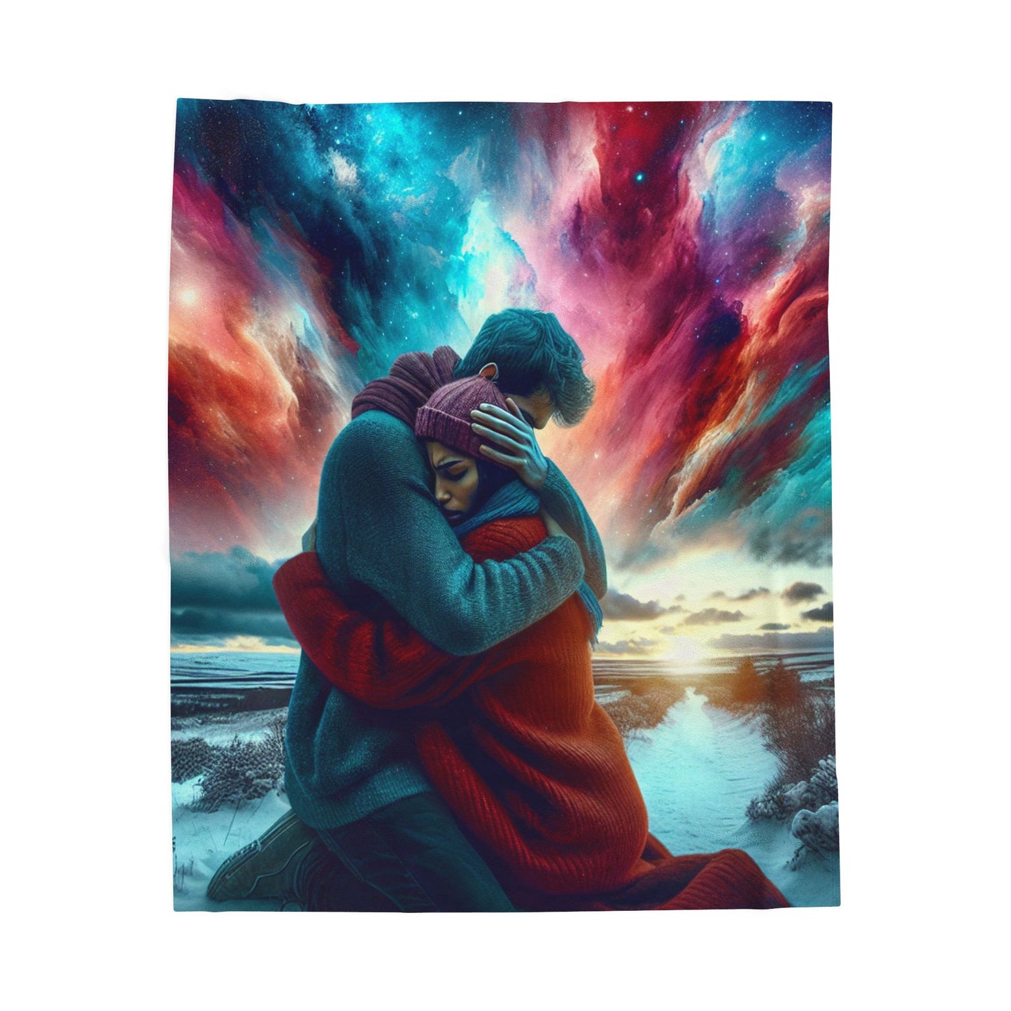 Embrace Under Starlit Skies - Plush Blanket
