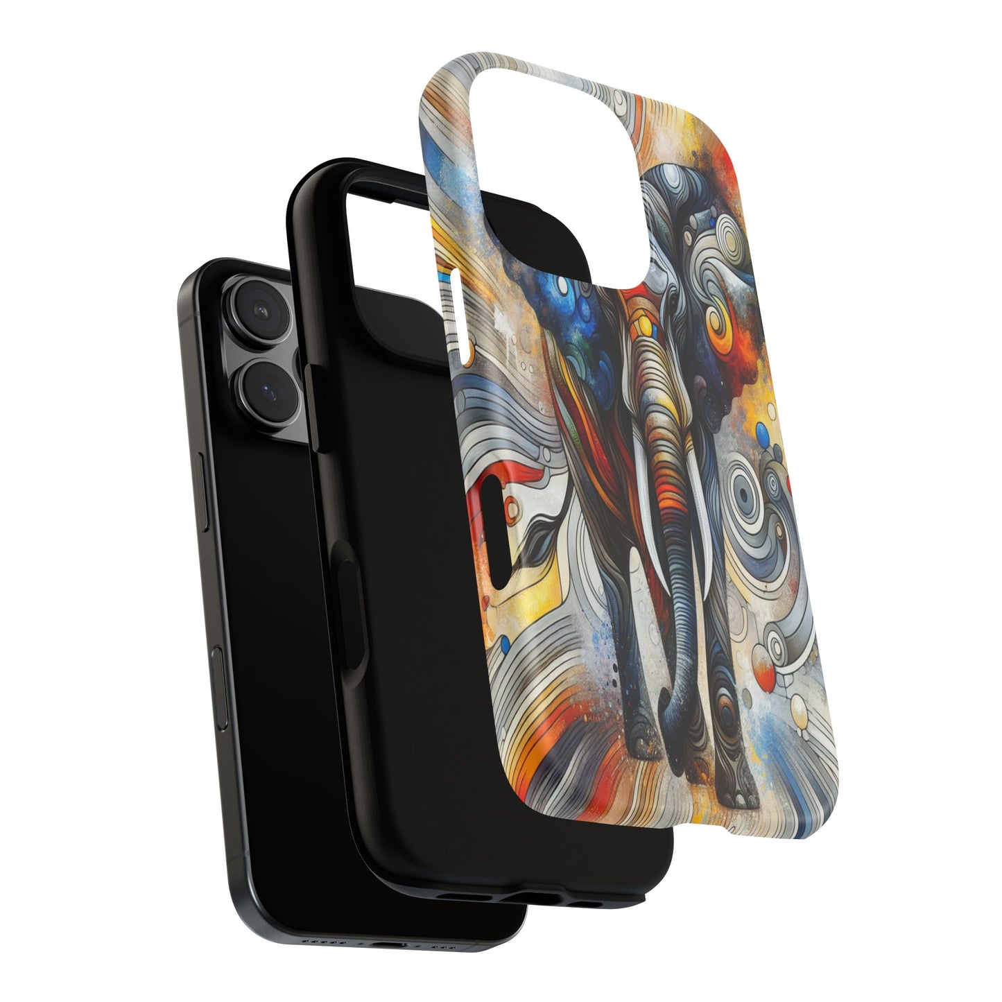 Protective Elephant in Swirling Colors Iphone Case Compatible With Iphone 16 15 14 - Phone Cover