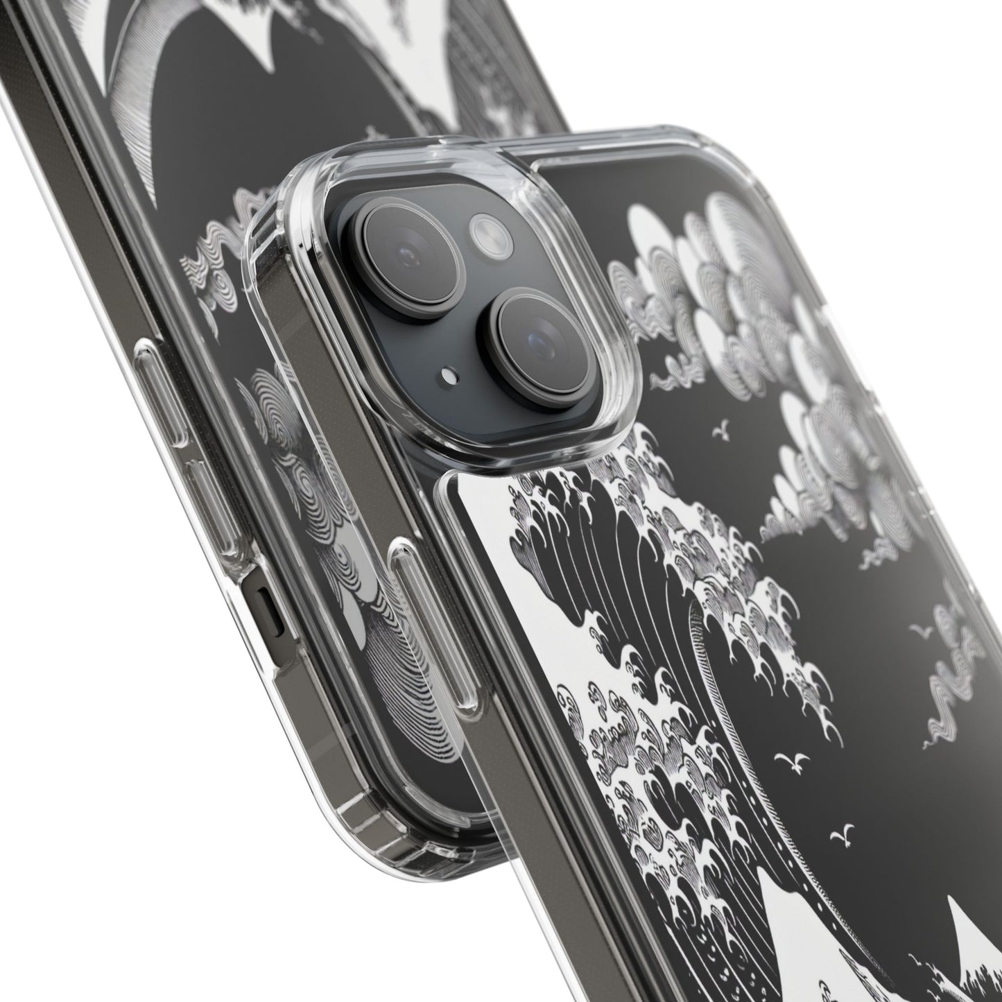 Transparent Waves and Mountains Iphone Case Compatible With Iphone 16 15 14 - Clear Phone Cover