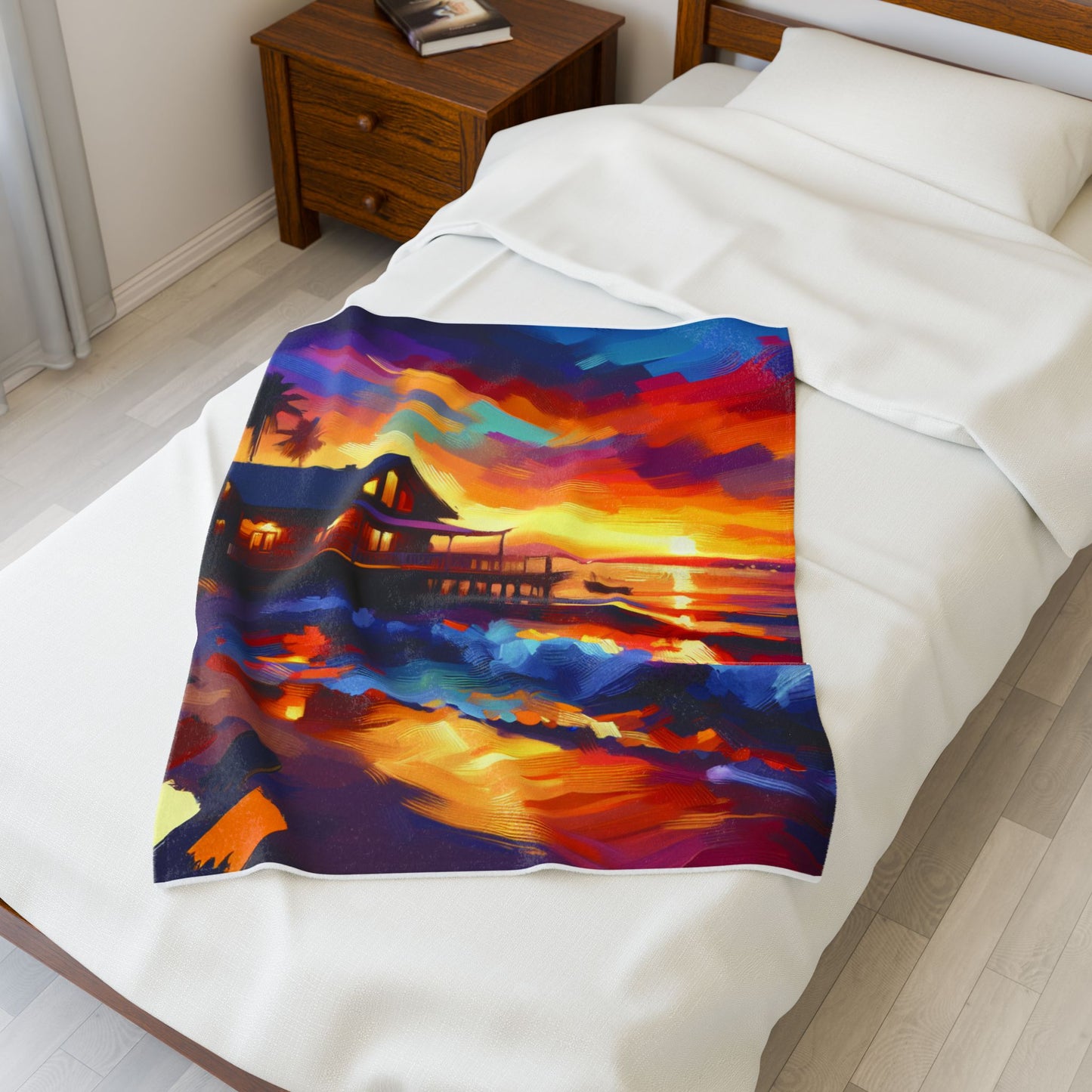 Seaside Repose at Dusk - Plush Blanket