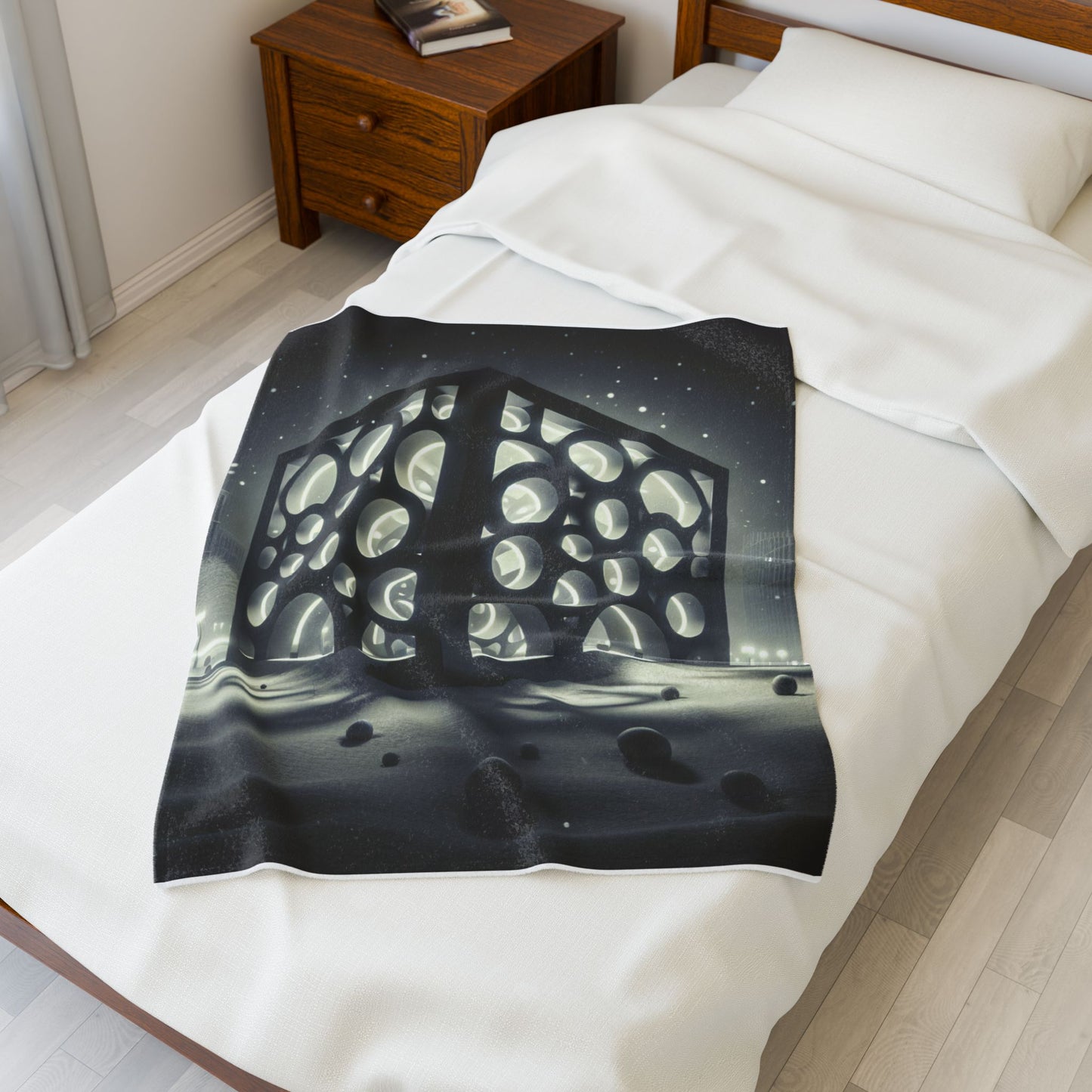 Illuminated Winter Cube Scene - Plush Blanket