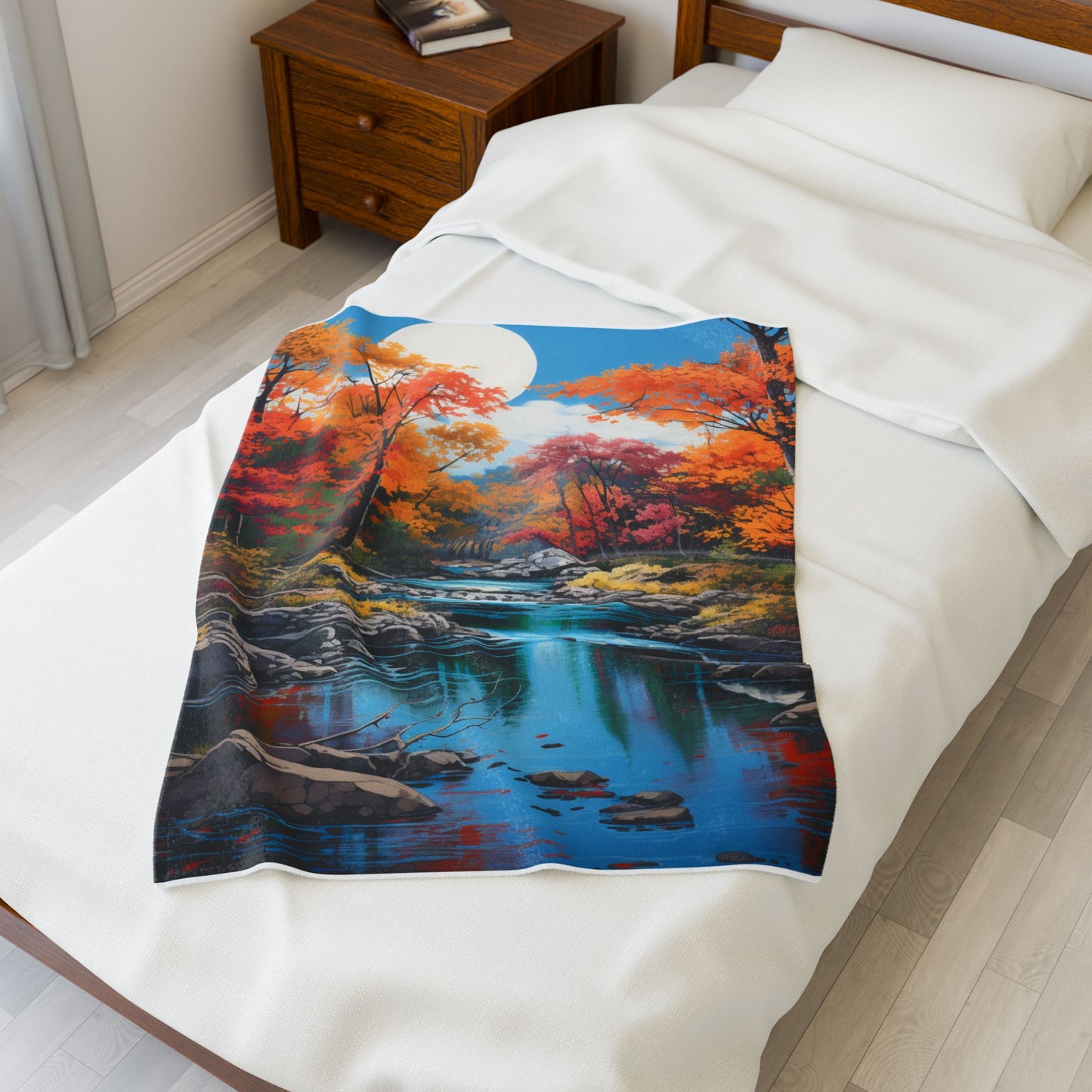 Riverside Hues in Fall- Plush Blanket