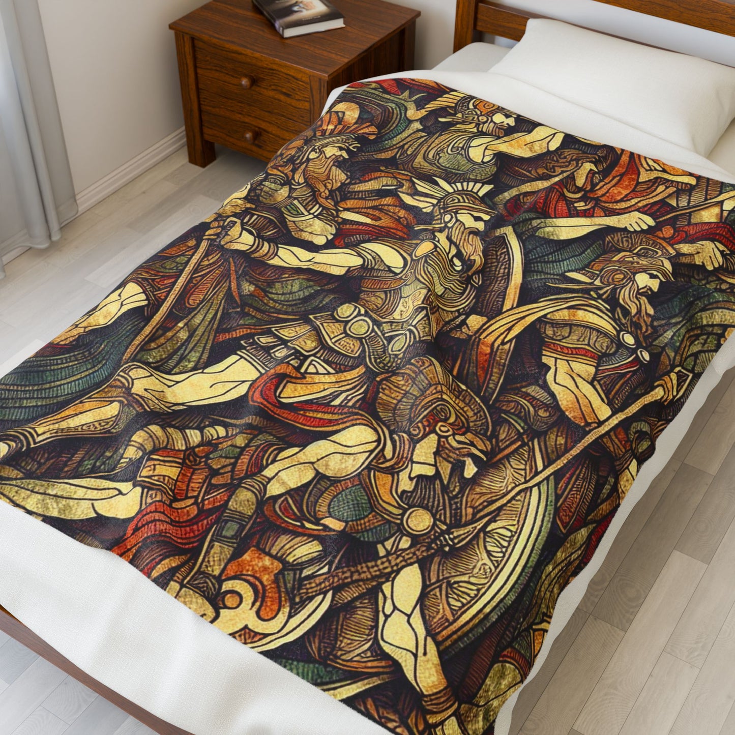 Ancient Warriors in Battle - Plush Blanket