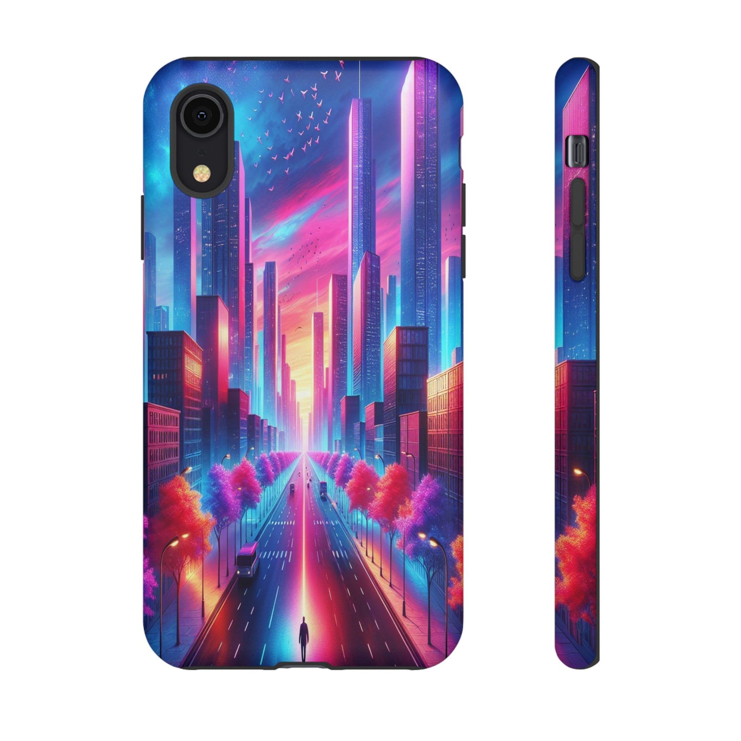 Protective Wanderer in a Luminous Cityscape Iphone Case Compatible With Iphone 16 15 14 - Phone Cover