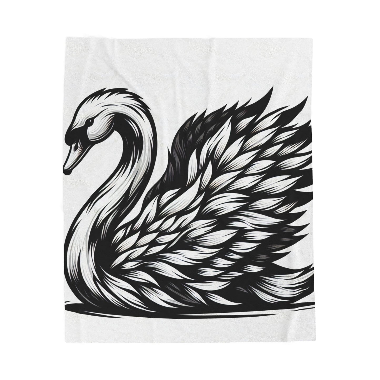Monochrome Plume Elegance- Plush Blanket