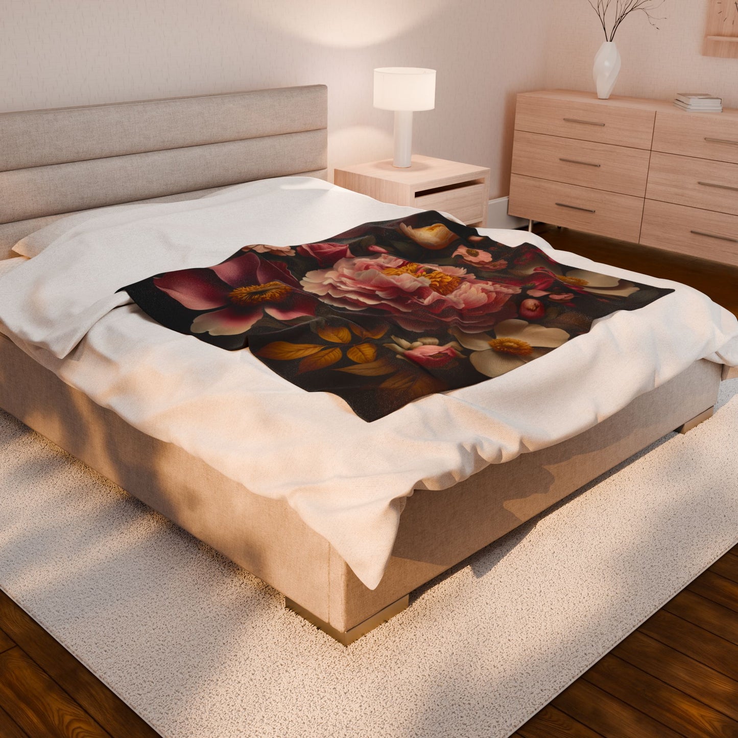 Opulent Petal Display- Plush Blanket