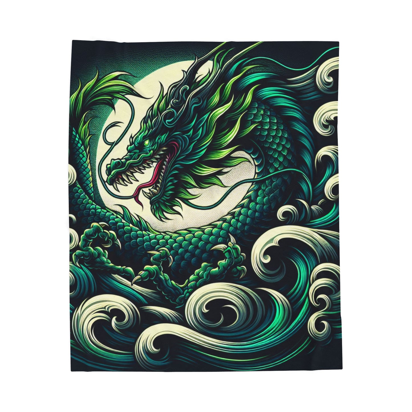 Dragon's Embrace of the Tides - Plush Blanket