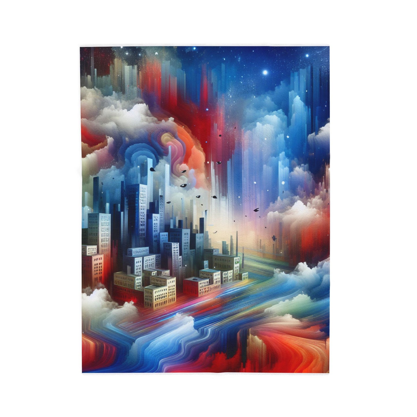 Dreamlike Metropolis Vista - Plush Blanket