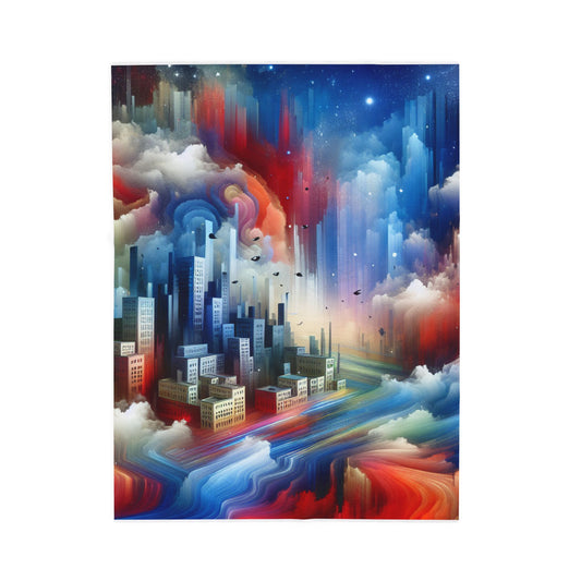 Dreamlike Metropolis Vista - Plush Blanket