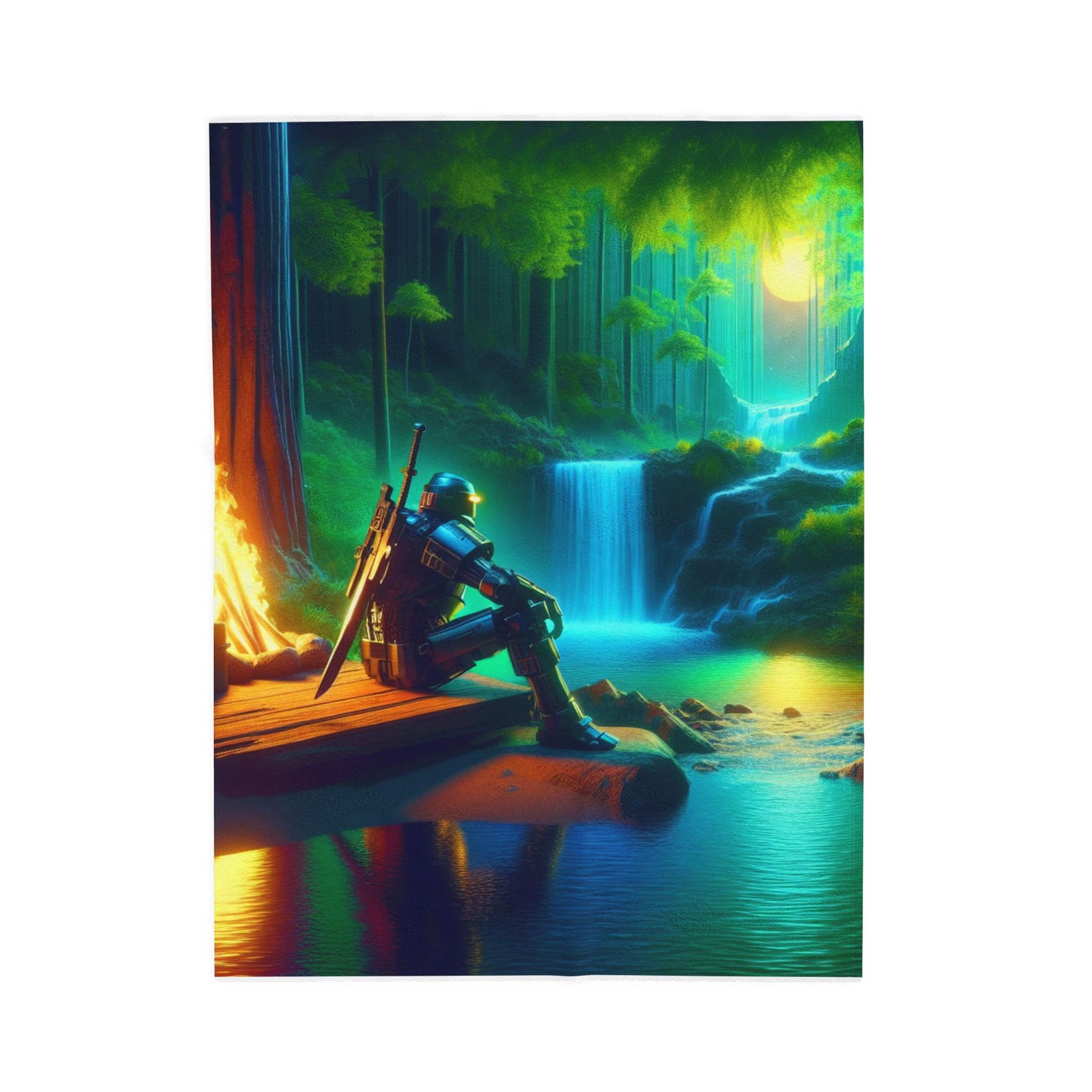 Guardian of the Enchanted Falls - Plush Blanket