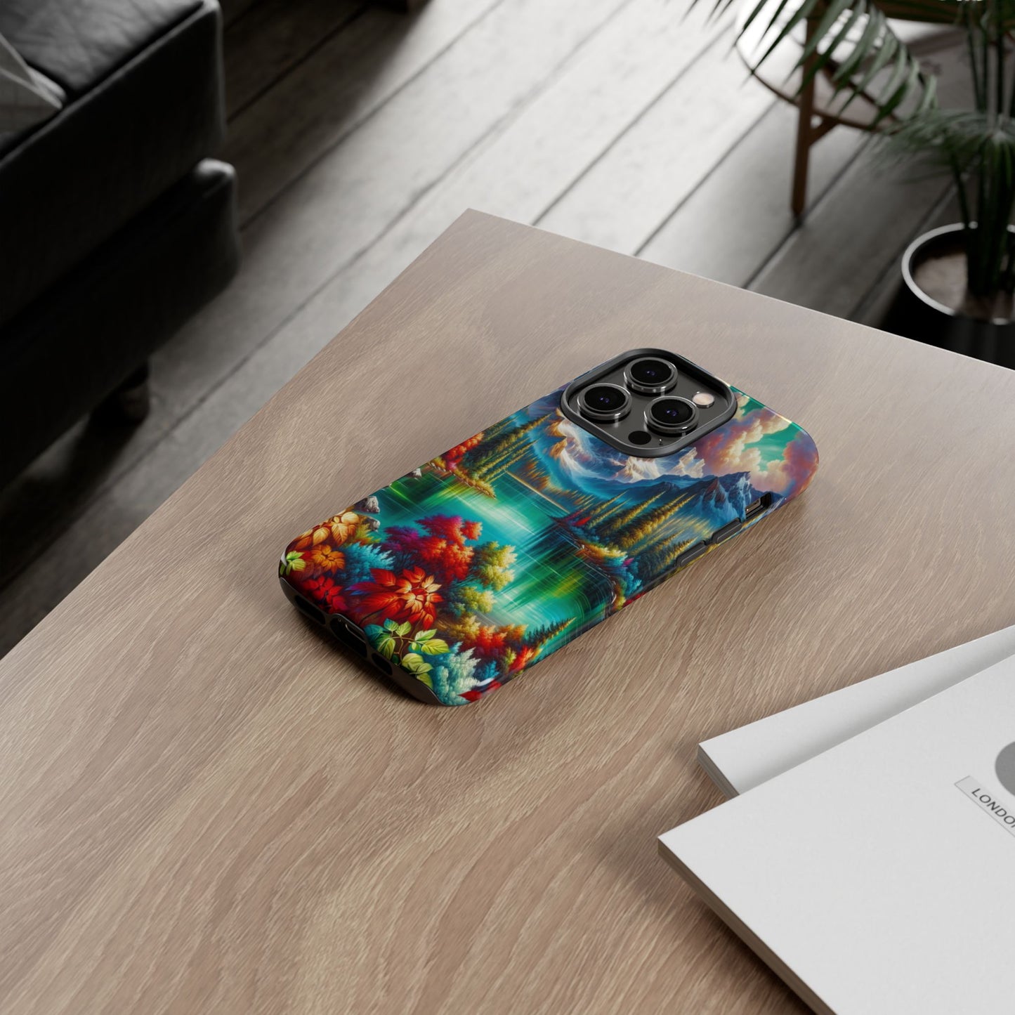 Colorful Mountain Lake Scene - Phone Case