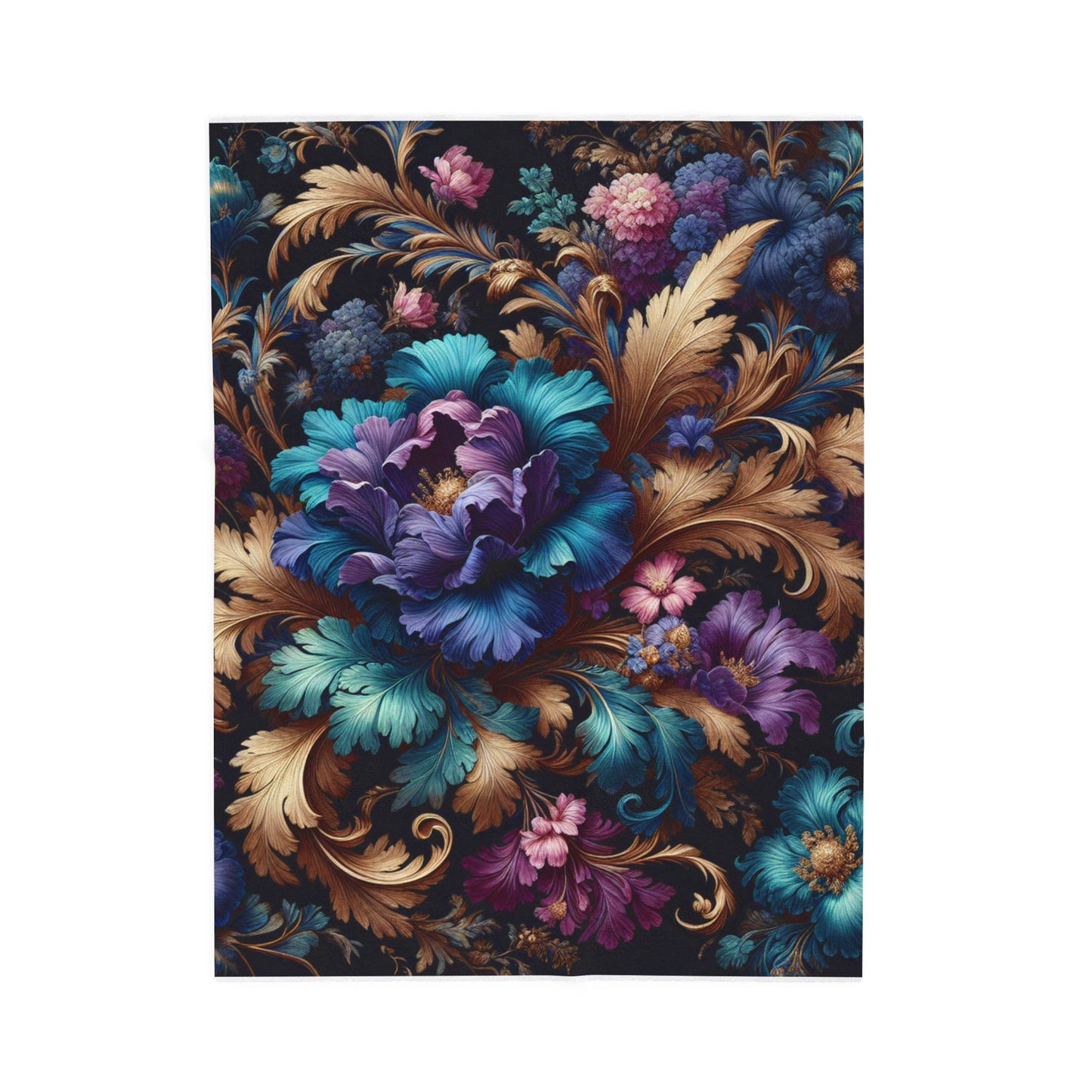 Baroque Petal Extravaganza- Plush Blanket