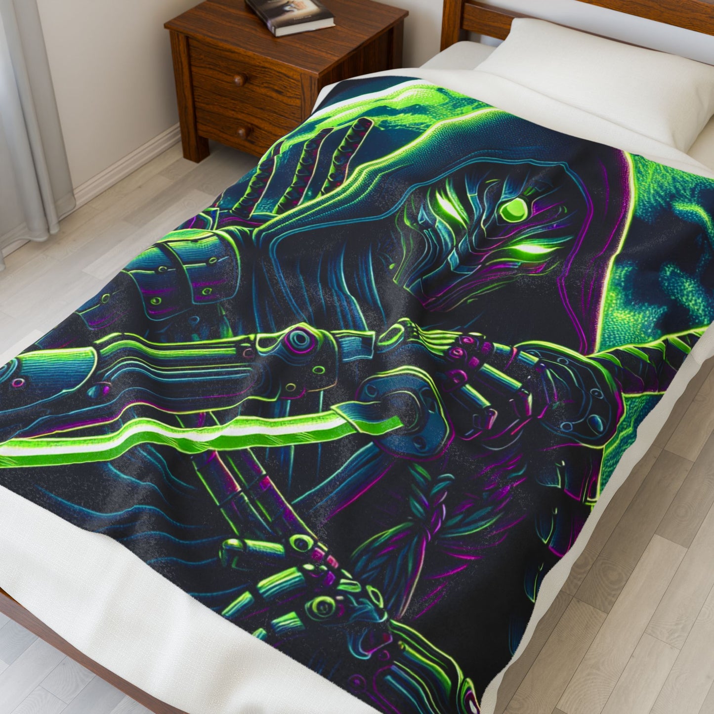 Neon Ninja Guardian - Plush Blanket