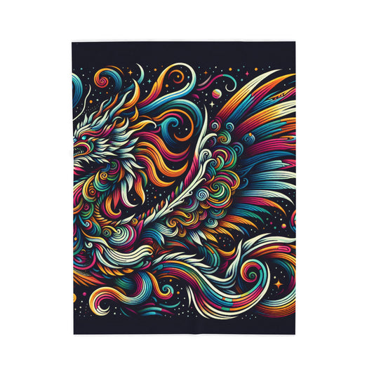 Dragon in a Dynamic Array - Plush Blanket