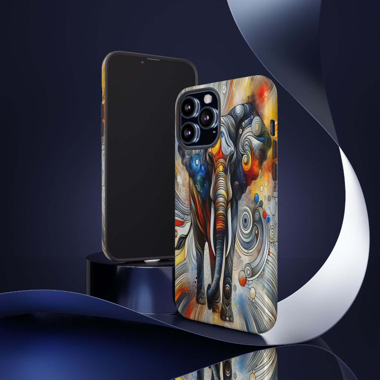 Protective Elephant in Swirling Colors Iphone Case Compatible With Iphone 16 15 14 - Phone Cover