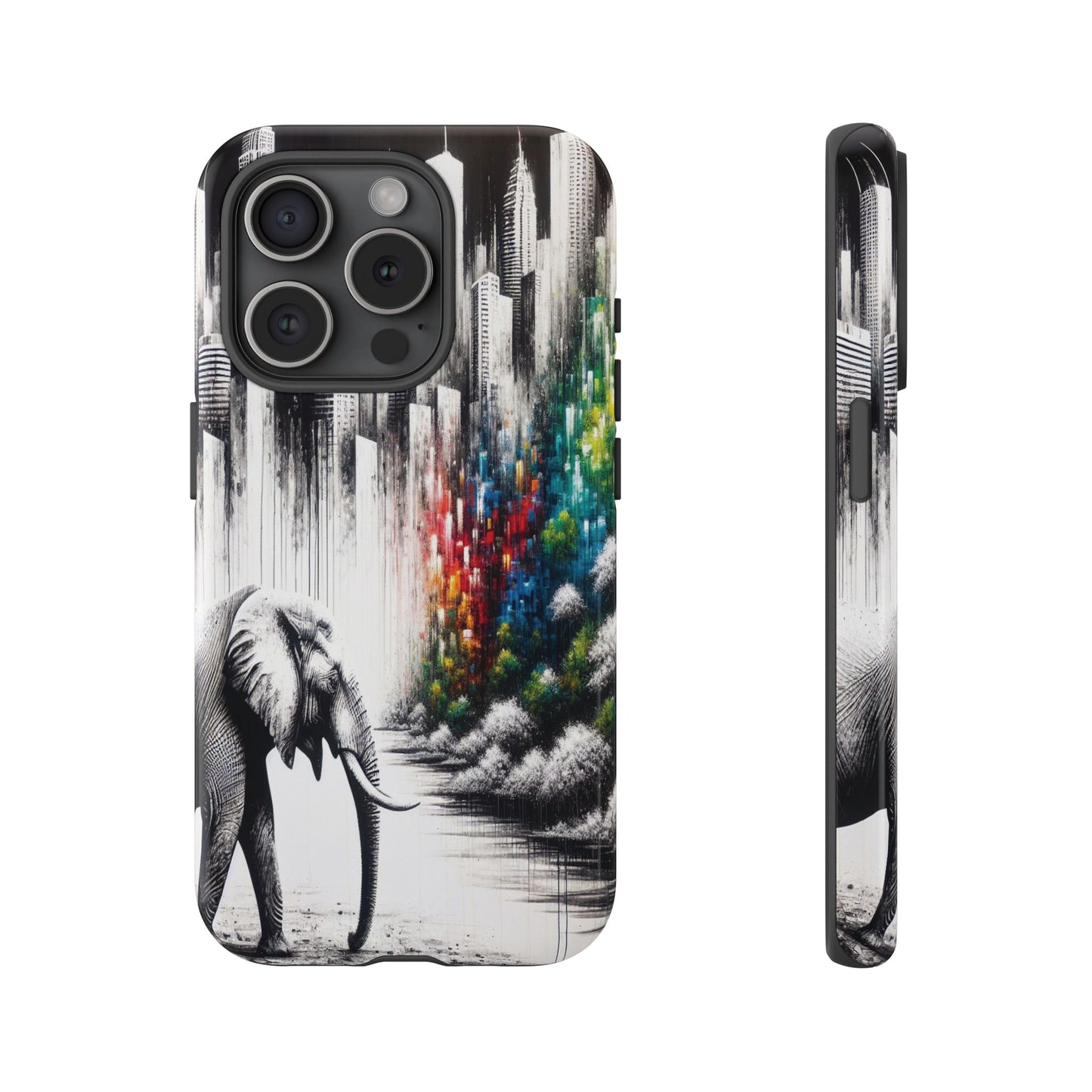 Protective Elephant's Journey Through the Cityscape Iphone Case Compatible With Iphone 16 15 14 - Phone Cover