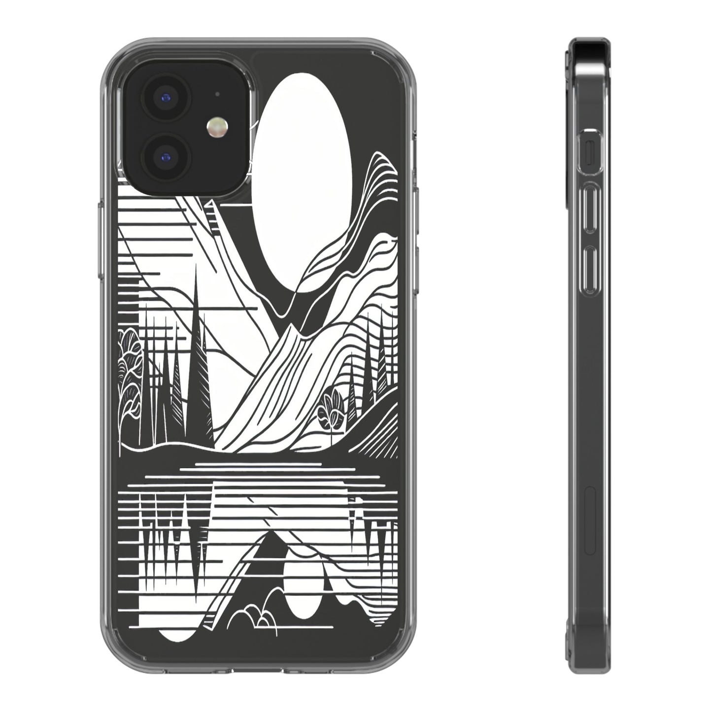 Transparent Lines and Landscape Iphone Case Compatible With Iphone 16 15 14 - Clear Phone Cover