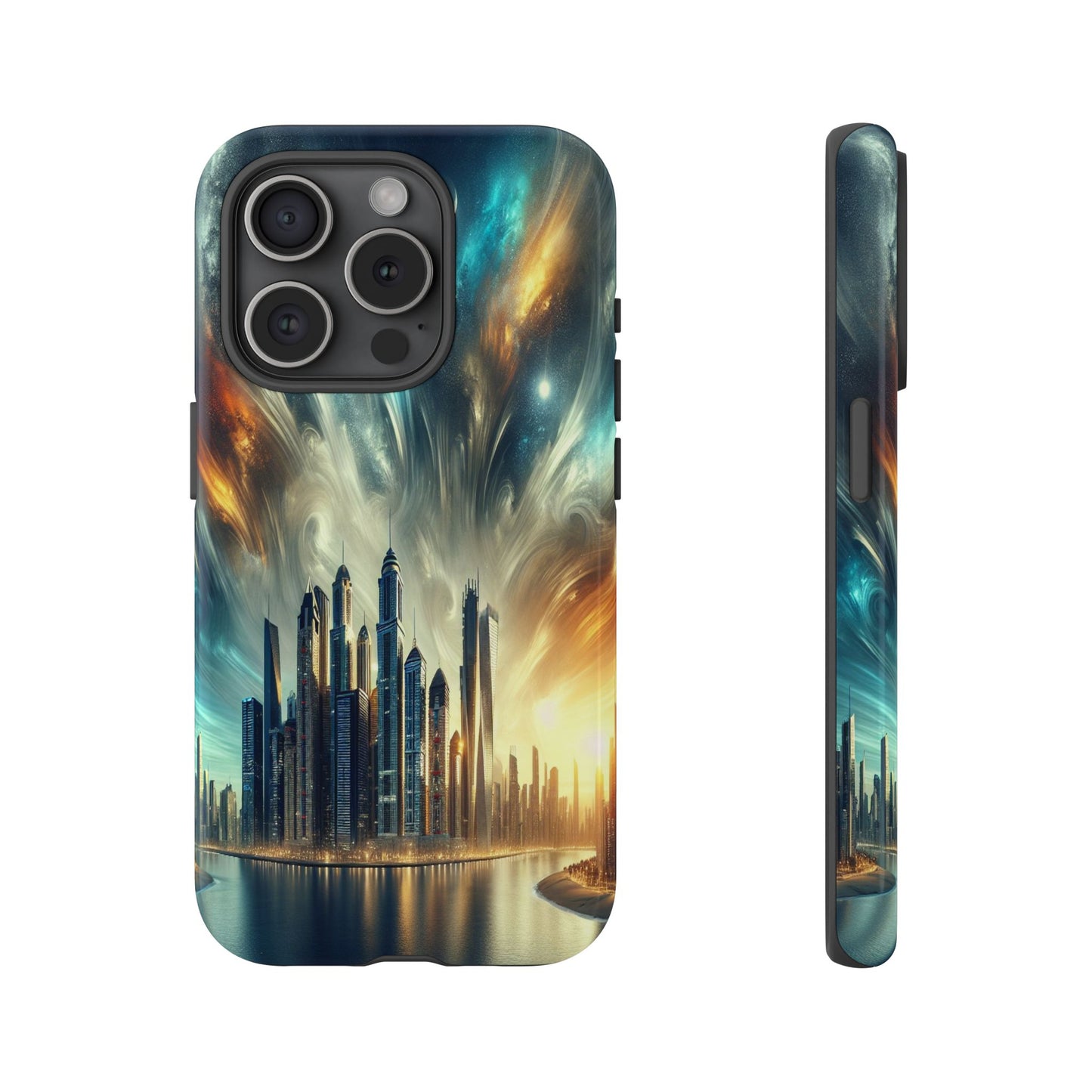 Cityscape under Celestial Tapestry - Phone Case
