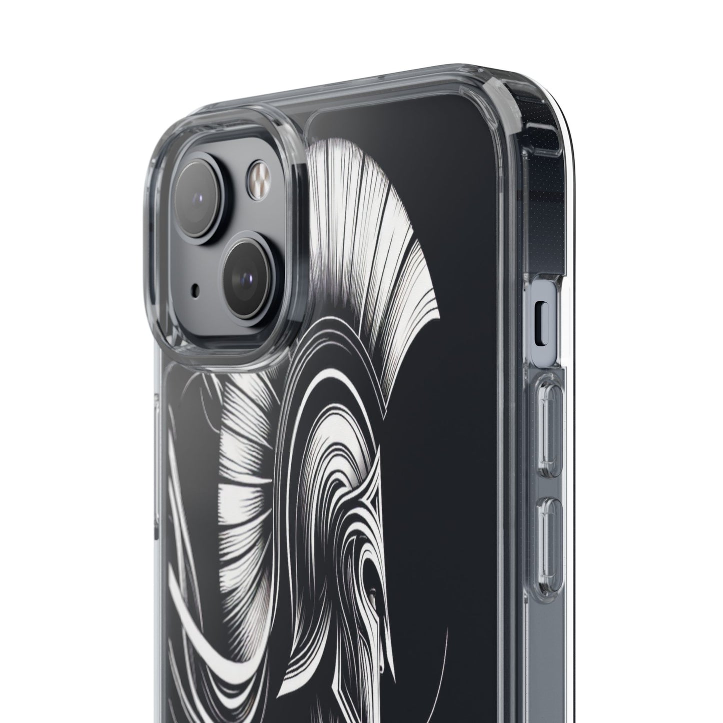 Transparent Helmeted Sentinel in Monochrome Motion Iphone Case Compatible With Iphone 16 15 14 - Clear Phone Cover