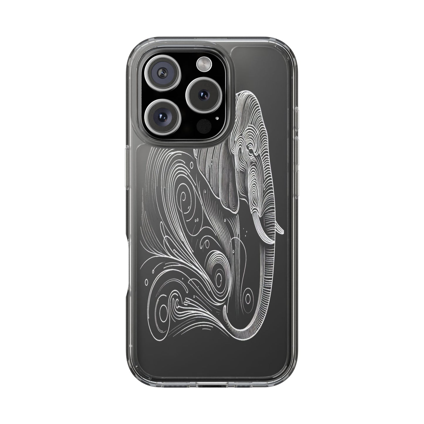 Transparent Elephant in Flowing Lines Iphone Case Compatible With Iphone 16 15 14 - Clear Phone Cover