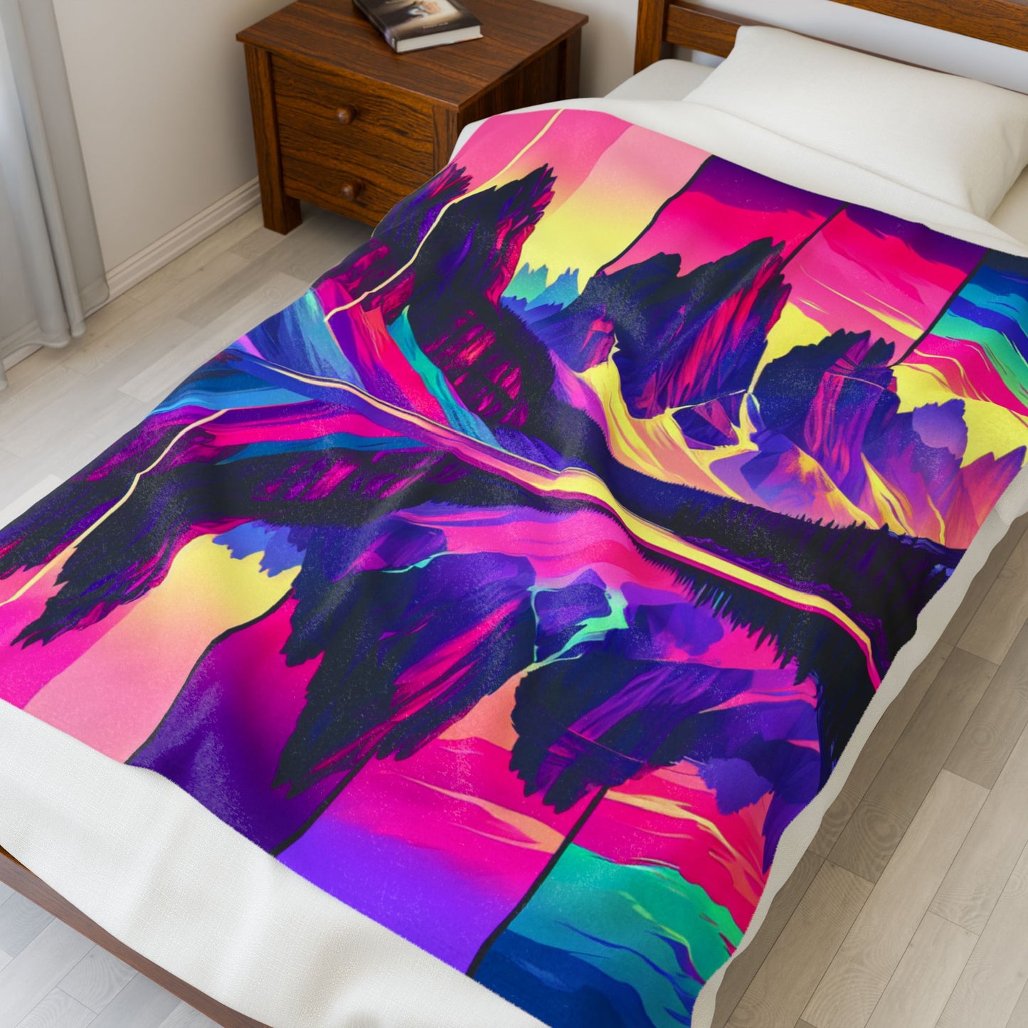 Mountain Panorama in Splendid Shades - Plush Blanket