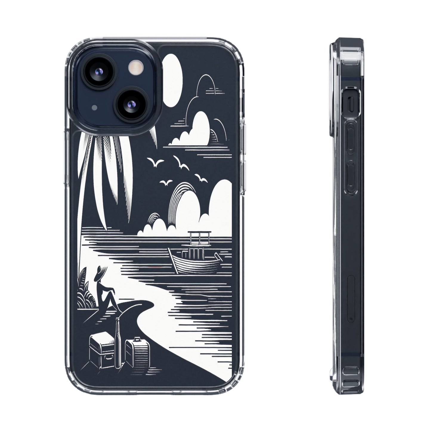 Transparent Journey on the Shore Iphone Case Compatible With Iphone 16 15 14 - Clear Phone Cover