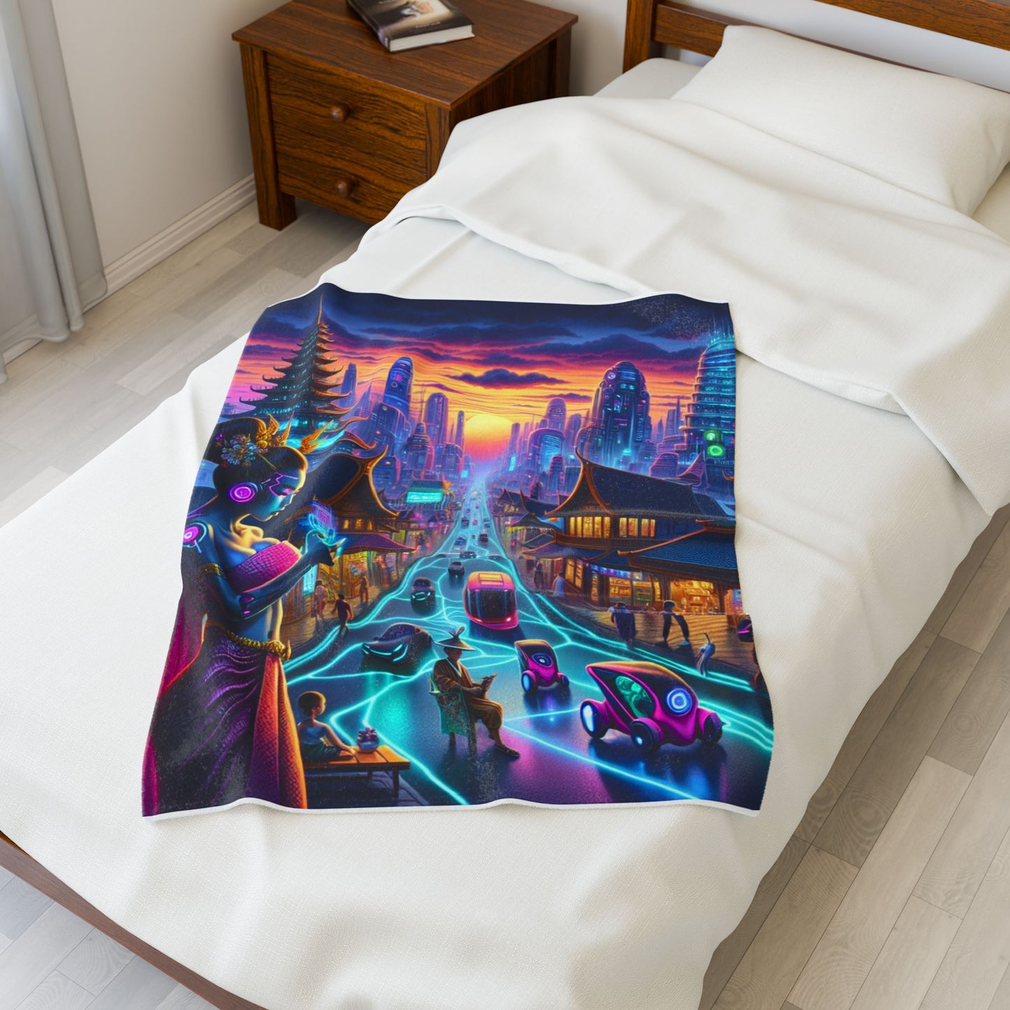 Futuristic Visions at Dusk- Plush Blanket