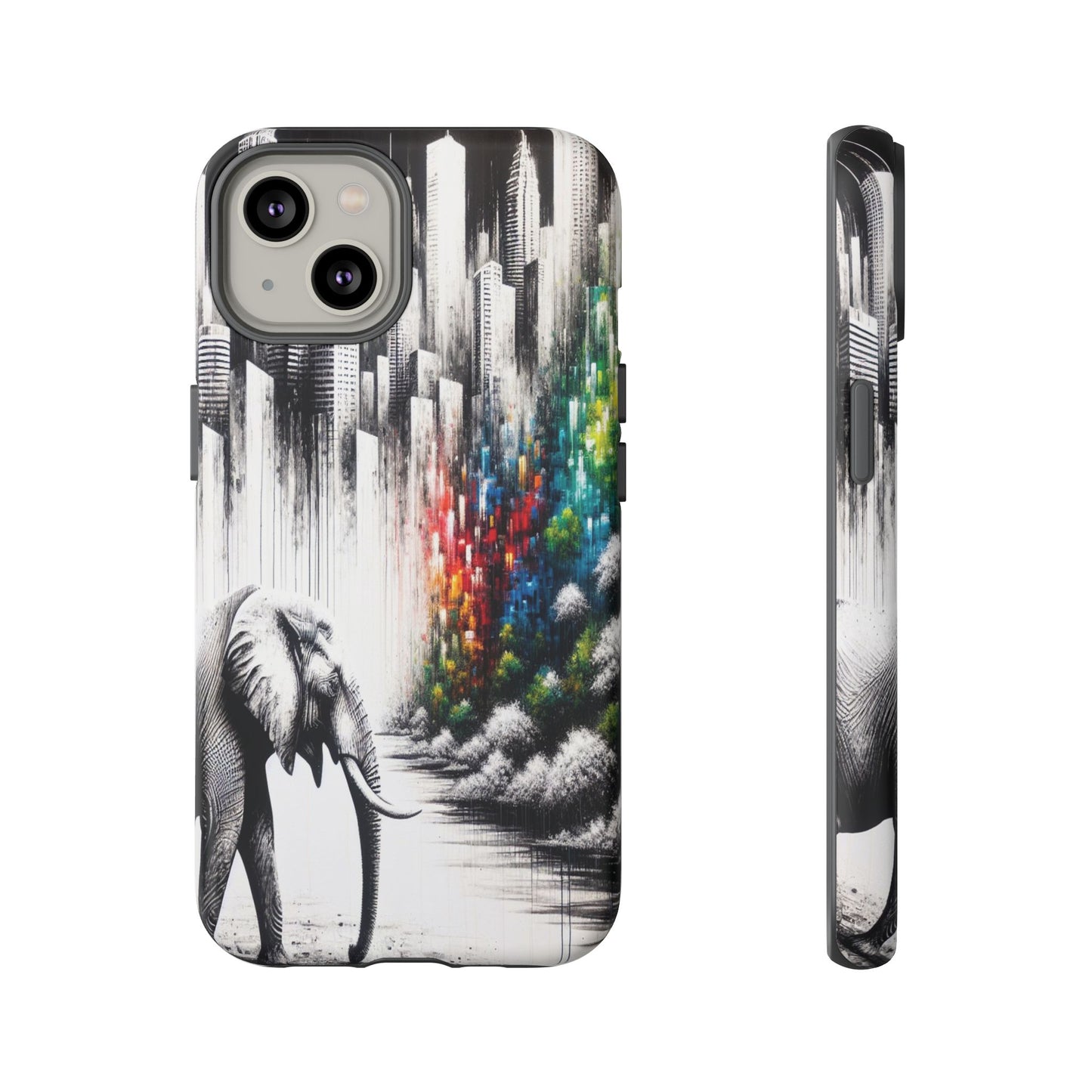 Protective Elephant's Journey Through the Cityscape Iphone Case Compatible With Iphone 16 15 14 - Phone Cover